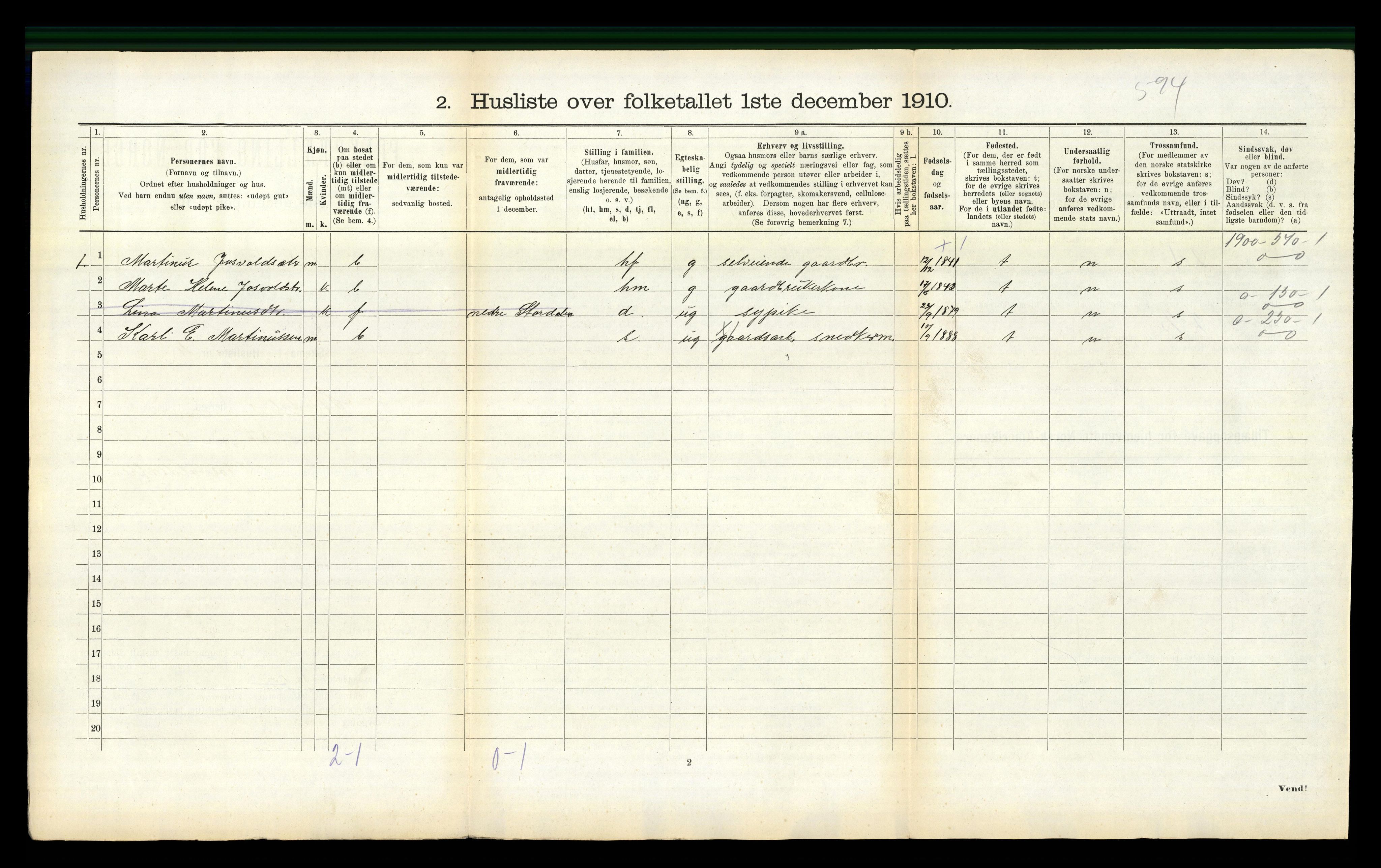RA, 1910 census for Stordal, 1910, p. 241