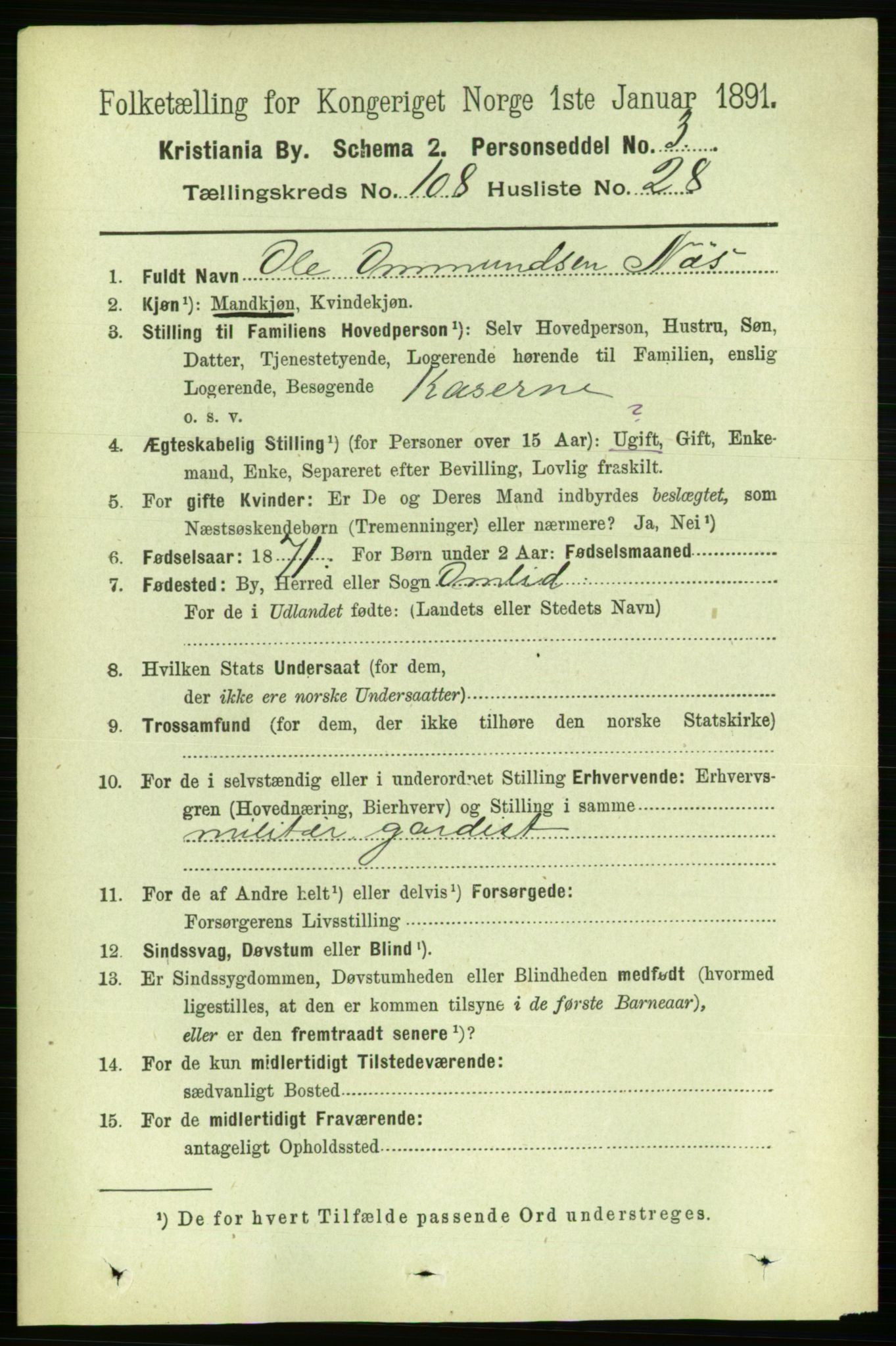 RA, 1891 census for 0301 Kristiania, 1891, p. 56154
