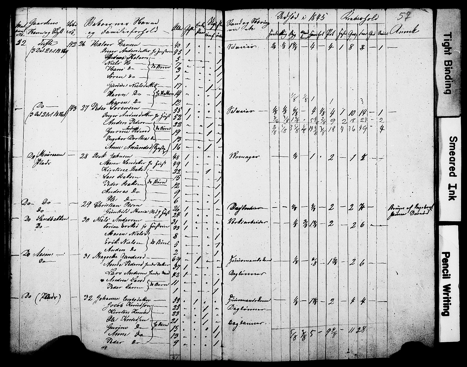 , Census 1845 for Gjerpen, 1845, p. 57