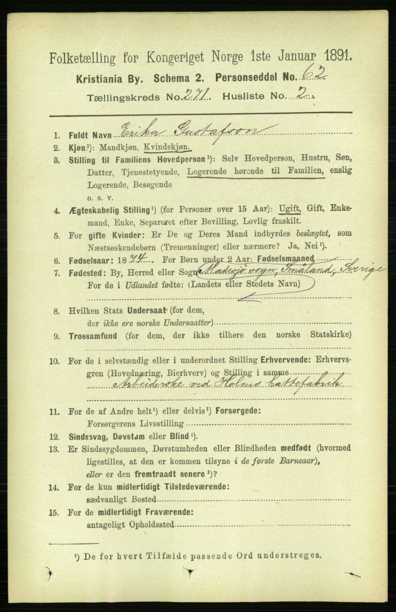 RA, 1891 census for 0301 Kristiania, 1891, p. 164657