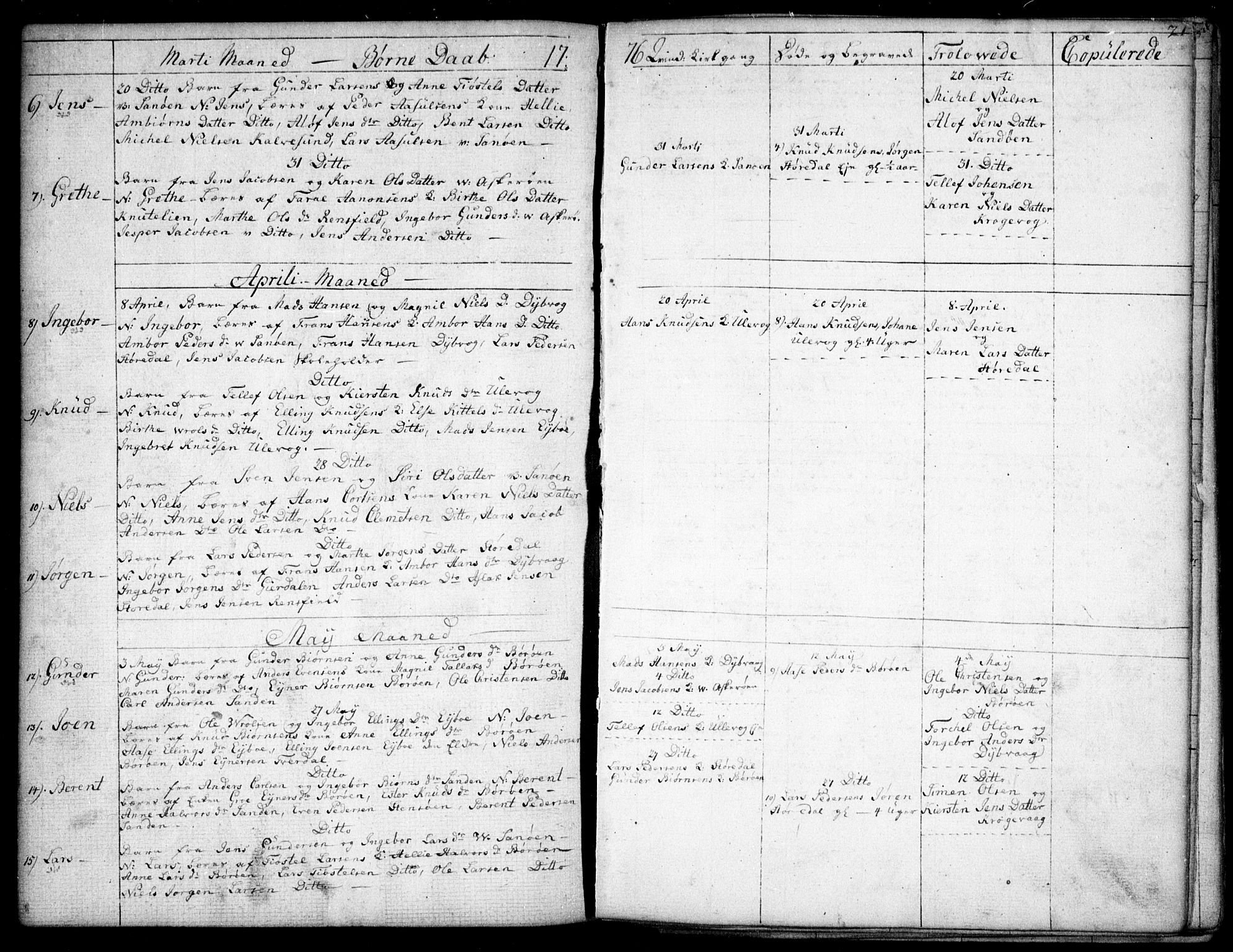 Dypvåg sokneprestkontor, SAK/1111-0007/F/Fb/Fba/L0007: Parish register (copy) no. B 7, 1762-1810, p. 21