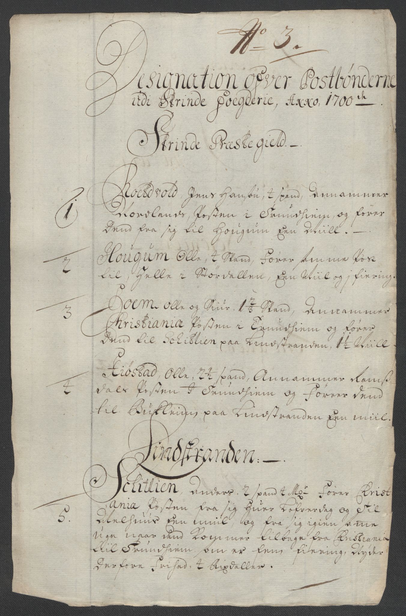 Rentekammeret inntil 1814, Reviderte regnskaper, Fogderegnskap, RA/EA-4092/R61/L4107: Fogderegnskap Strinda og Selbu, 1698-1700, p. 422