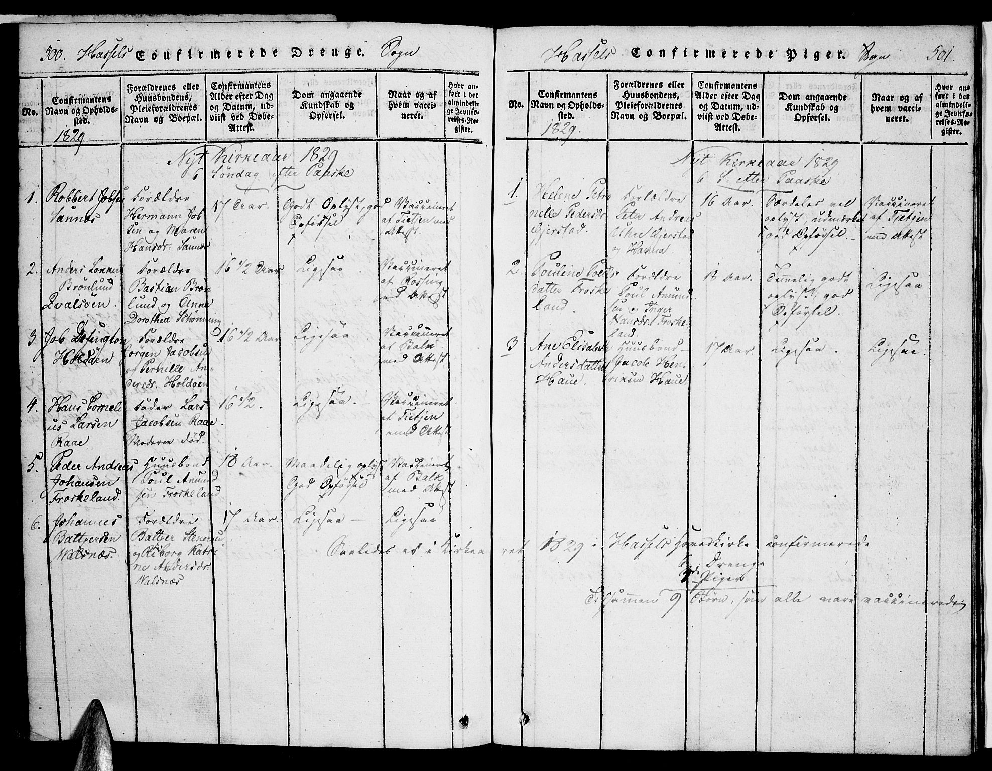 Ministerialprotokoller, klokkerbøker og fødselsregistre - Nordland, SAT/A-1459/888/L1237: Parish register (official) no. 888A05 /1, 1820-1836, p. 500-501