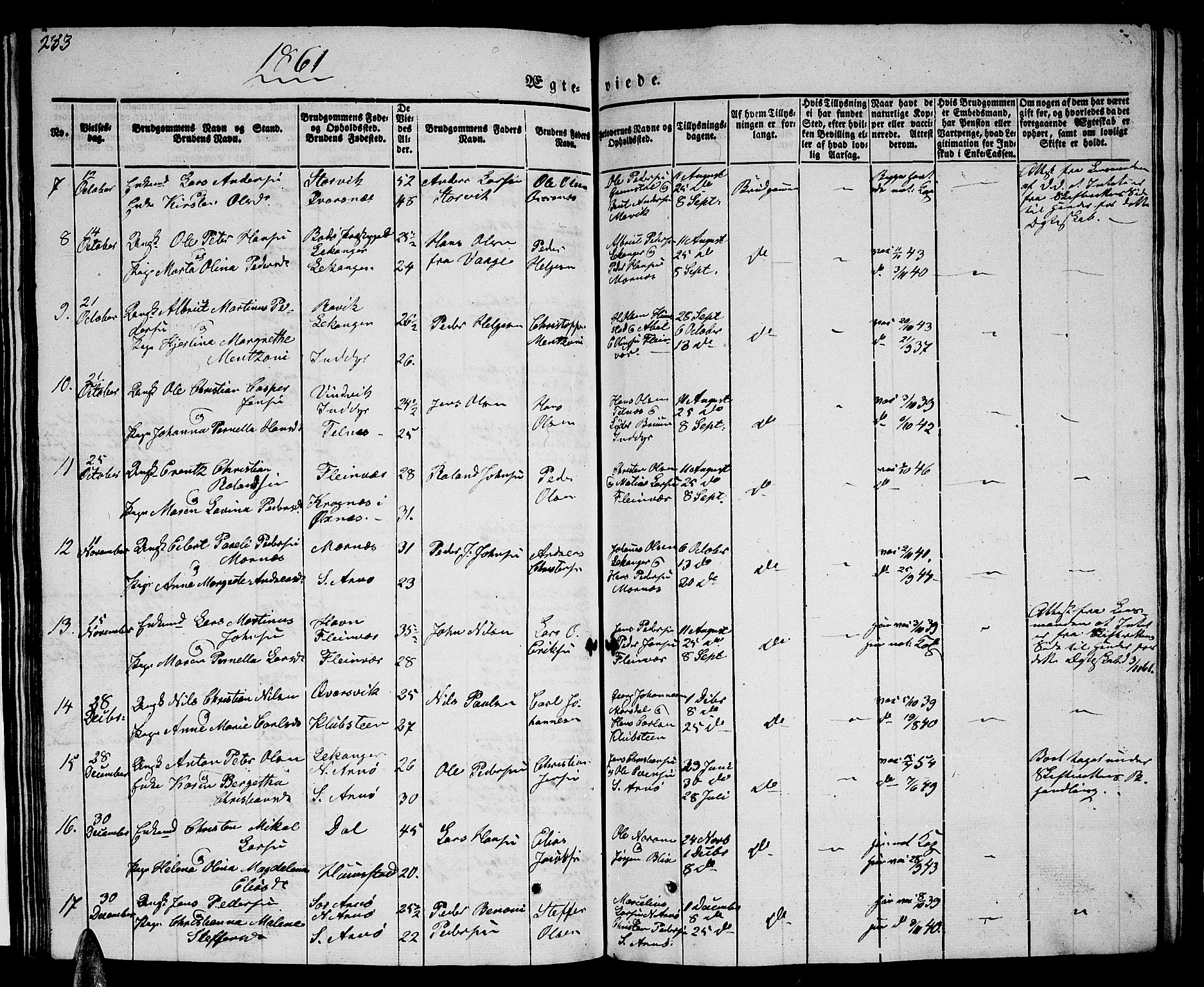 Ministerialprotokoller, klokkerbøker og fødselsregistre - Nordland, SAT/A-1459/805/L0106: Parish register (copy) no. 805C02, 1841-1861, p. 283