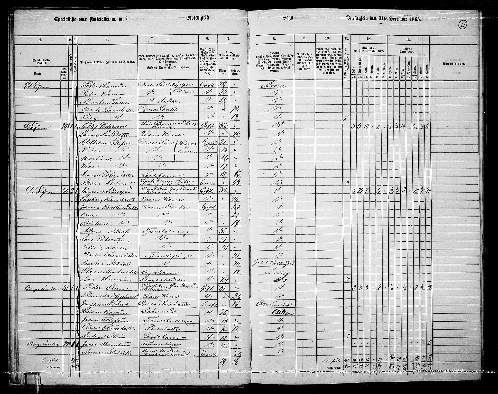 RA, 1865 census for Asker, 1865, p. 23