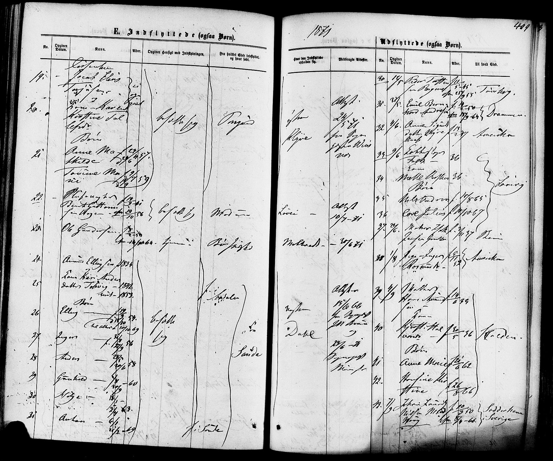 Solum kirkebøker, SAKO/A-306/F/Fa/L0008: Parish register (official) no. I 8, 1865-1876, p. 409
