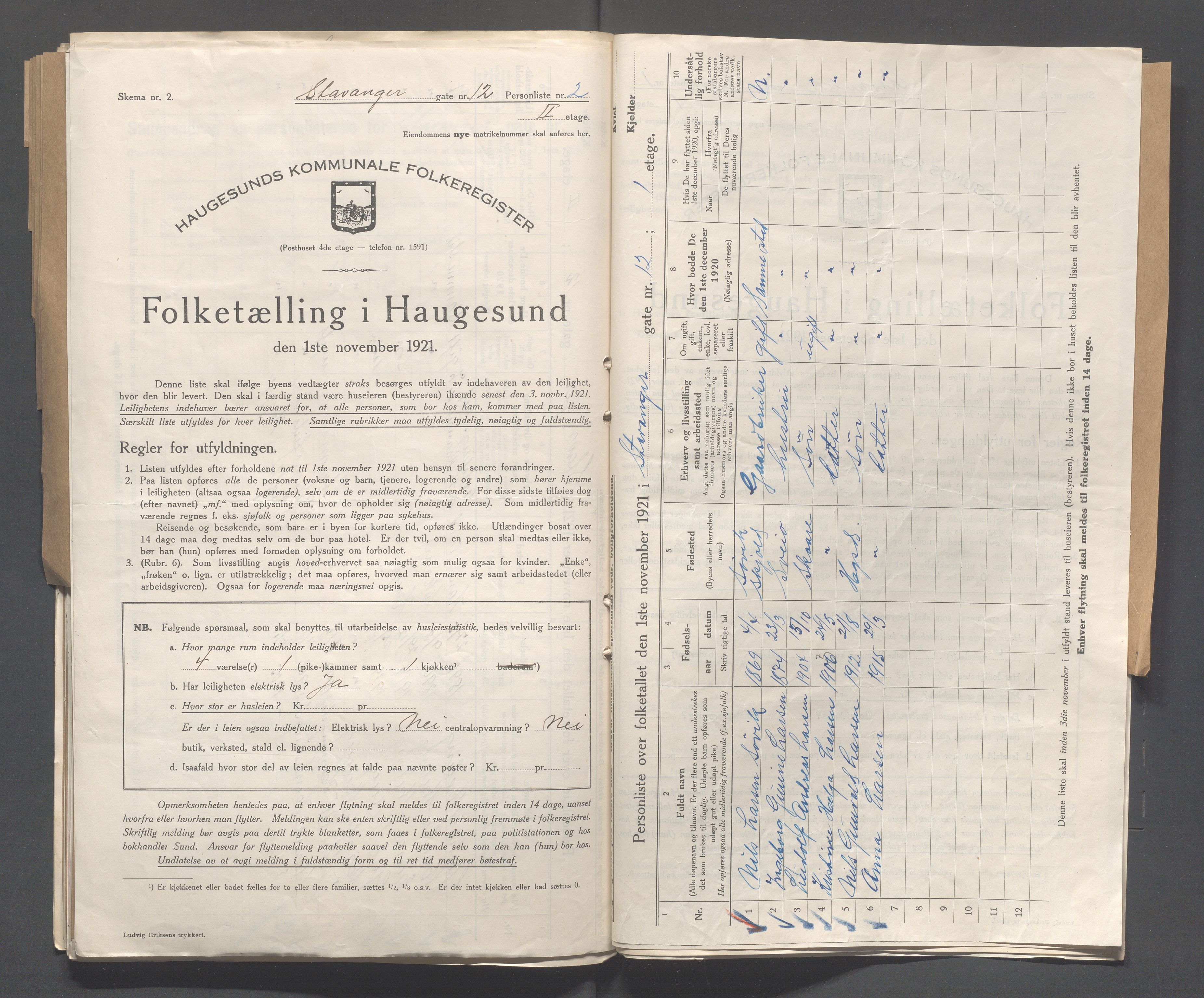 IKAR, Local census 1.11.1921 for Haugesund, 1921, p. 4325