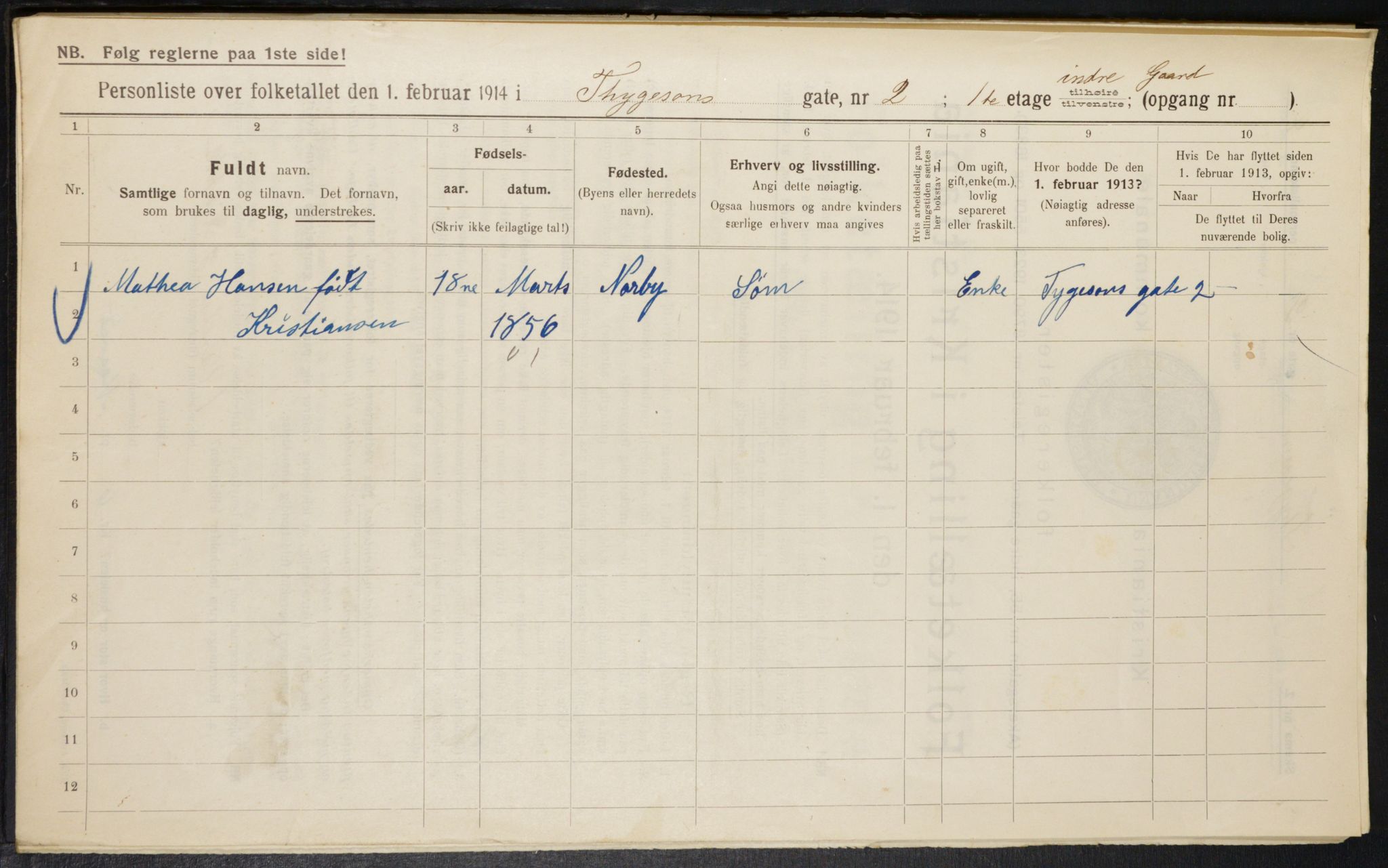 OBA, Municipal Census 1914 for Kristiania, 1914, p. 112242