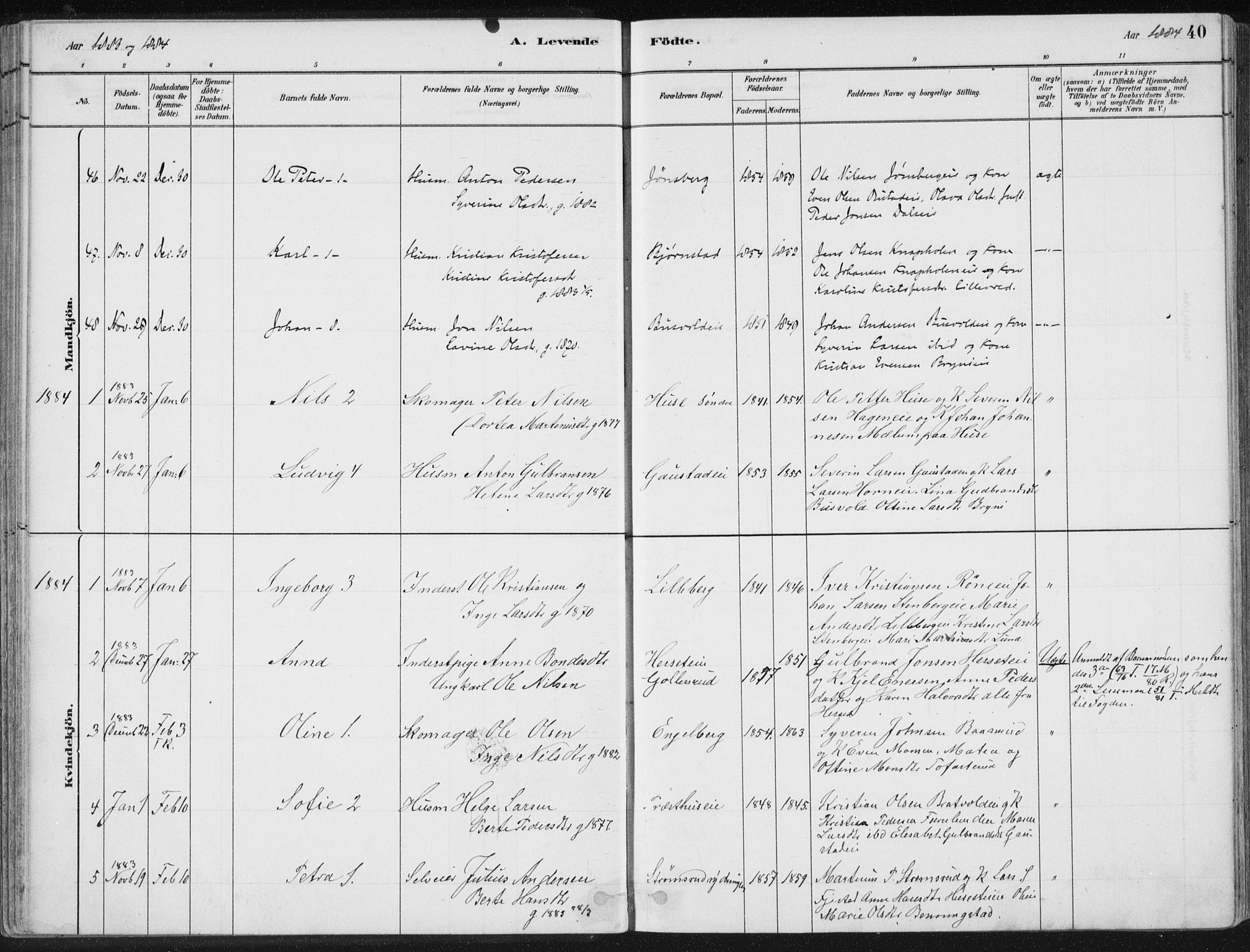 Romedal prestekontor, SAH/PREST-004/K/L0010: Parish register (official) no. 10, 1880-1895, p. 40