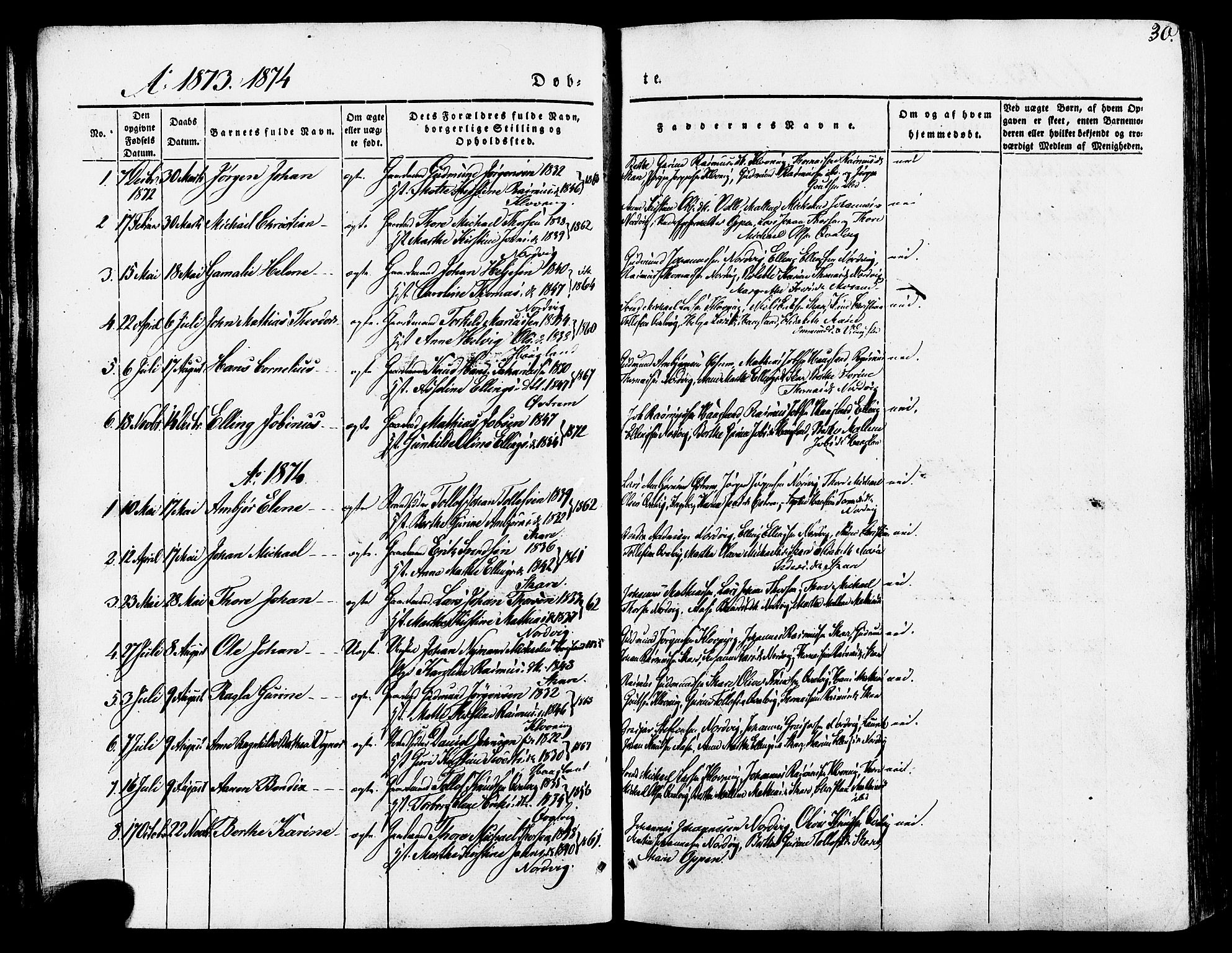 Torvastad sokneprestkontor, AV/SAST-A -101857/H/Ha/Haa/L0007: Parish register (official) no. A 7, 1838-1882, p. 30