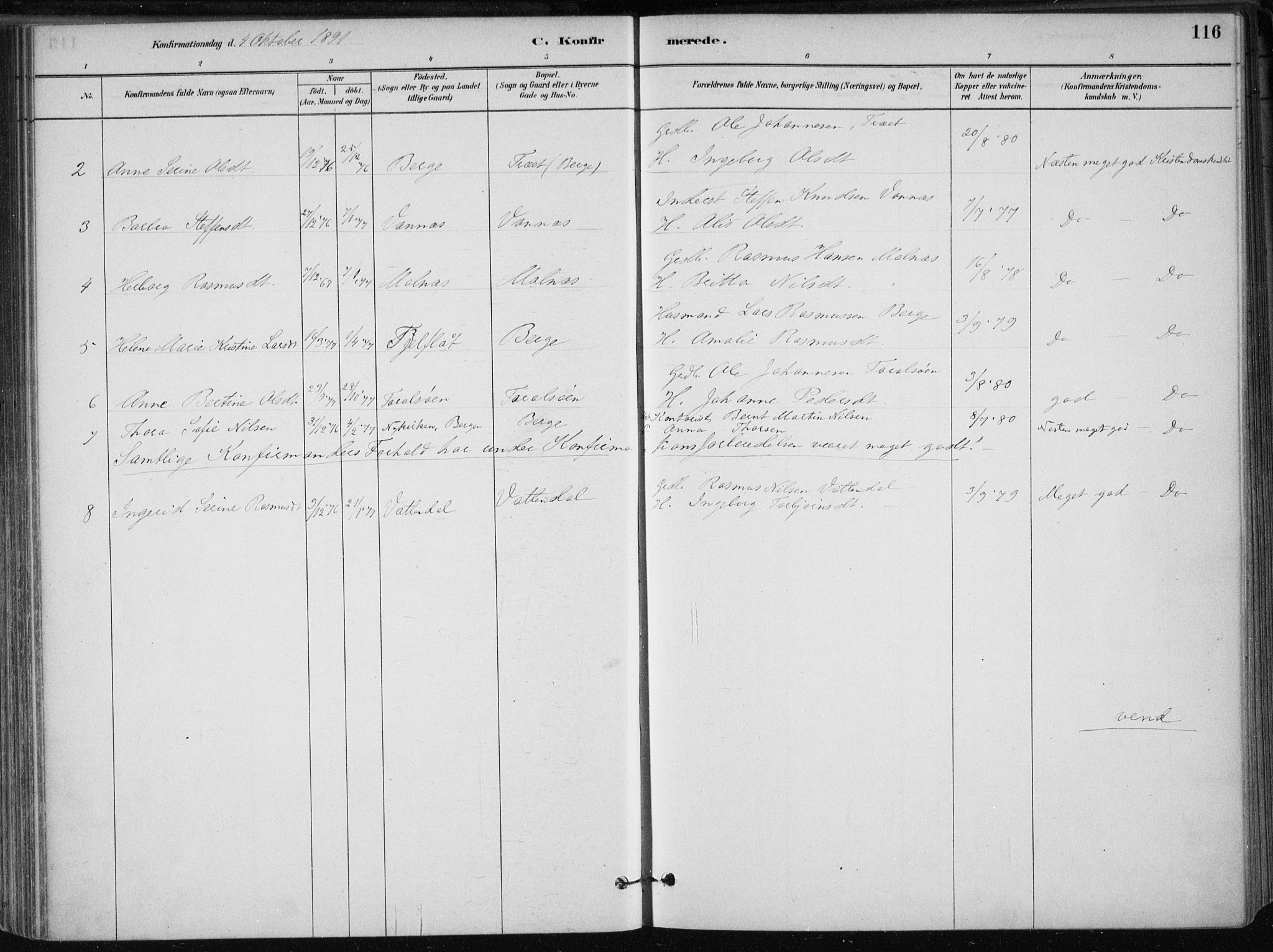 Skånevik sokneprestembete, AV/SAB-A-77801/H/Haa: Parish register (official) no. B 1, 1879-1914, p. 116