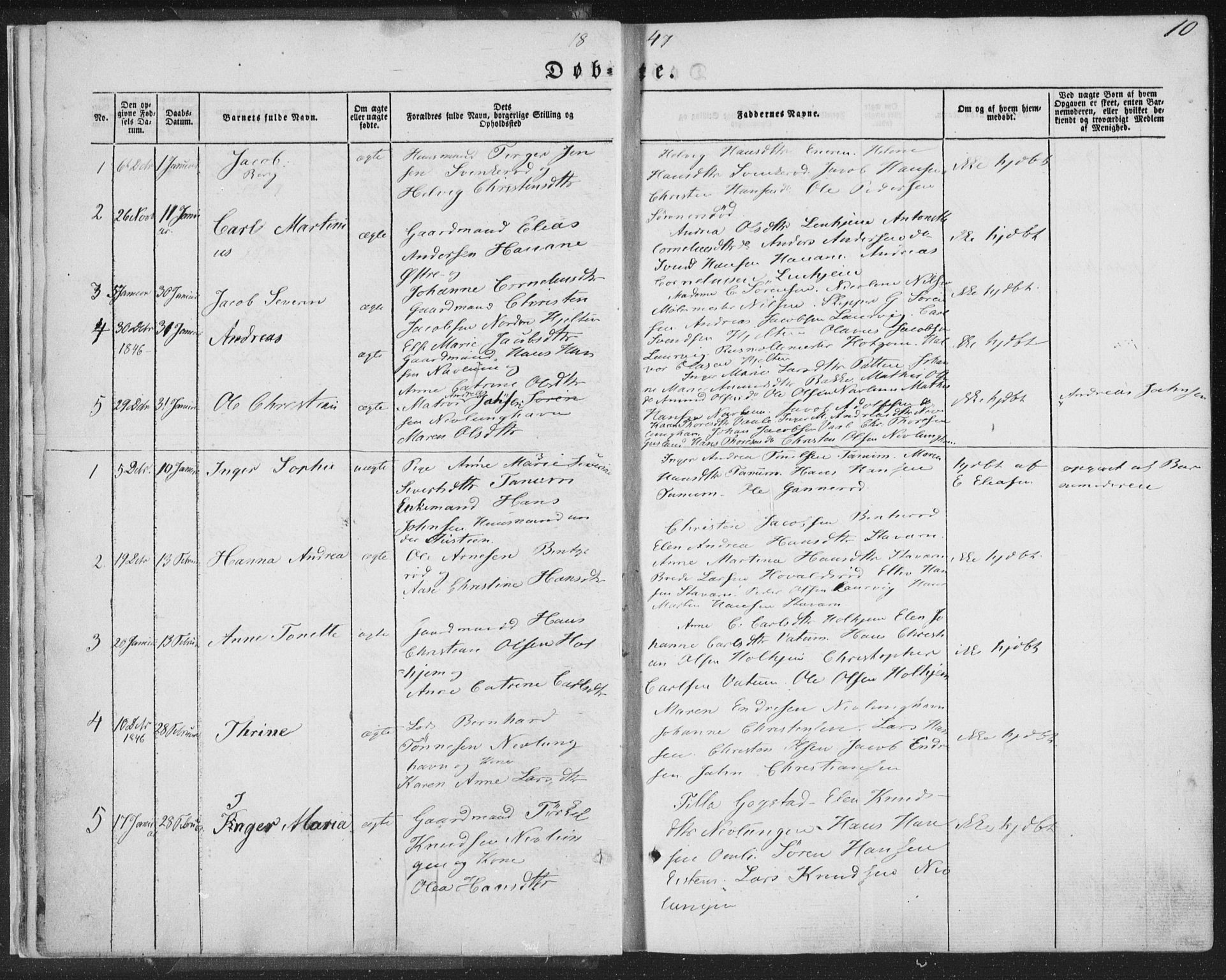 Brunlanes kirkebøker, SAKO/A-342/F/Fa/L0004: Parish register (official) no. I 4, 1846-1862, p. 10