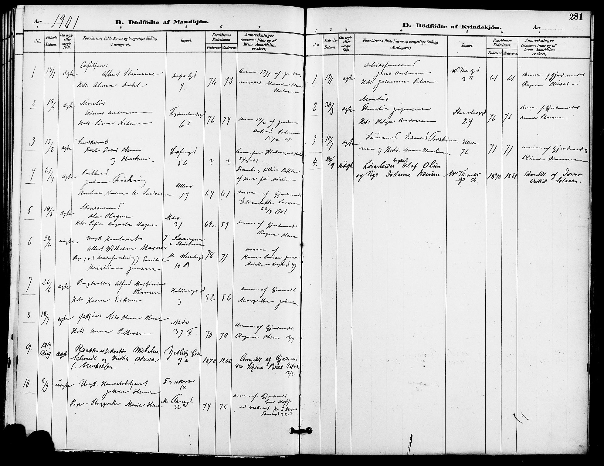 Gamle Aker prestekontor Kirkebøker, SAO/A-10617a/F/L0011: Parish register (official) no. 11, 1896-1901, p. 281