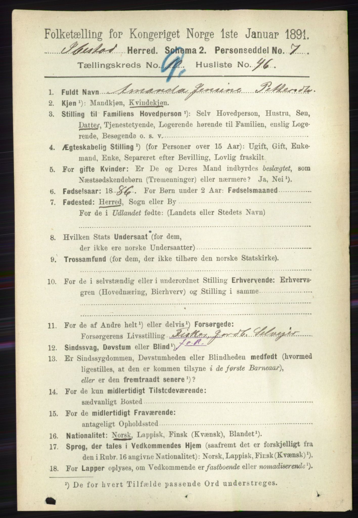 RA, 1891 census for 1917 Ibestad, 1891, p. 6266