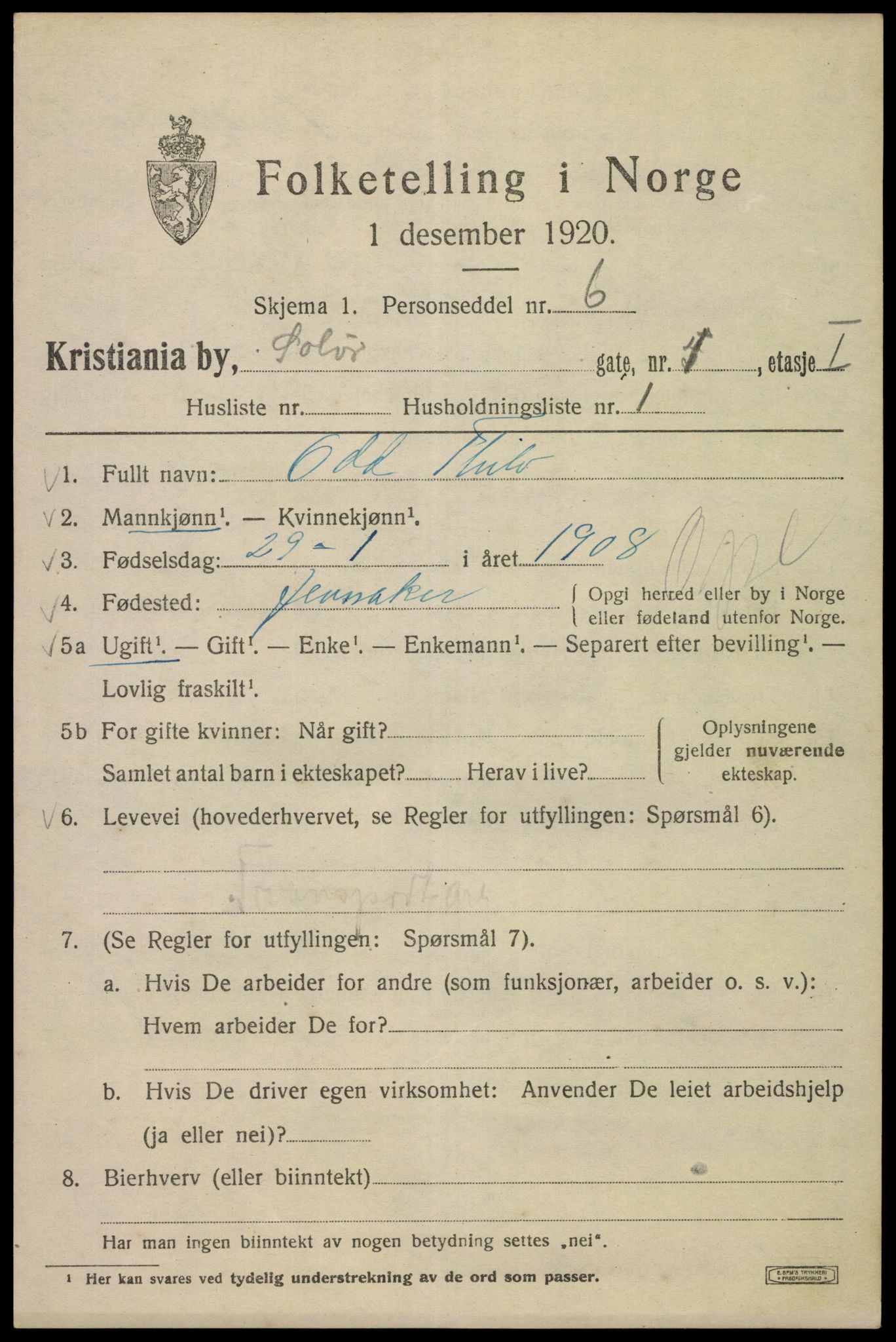 SAO, 1920 census for Kristiania, 1920, p. 527997