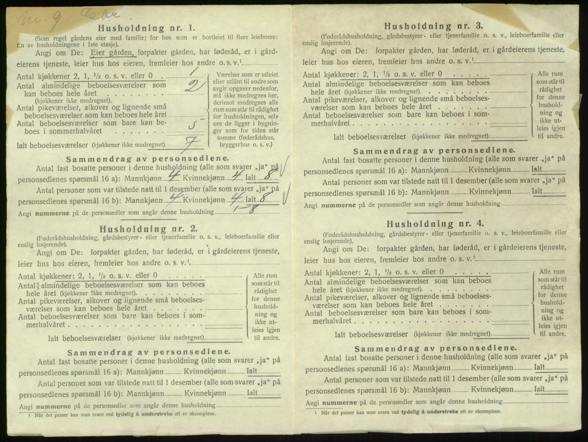 SAB, 1920 census for Hyllestad, 1920, p. 889