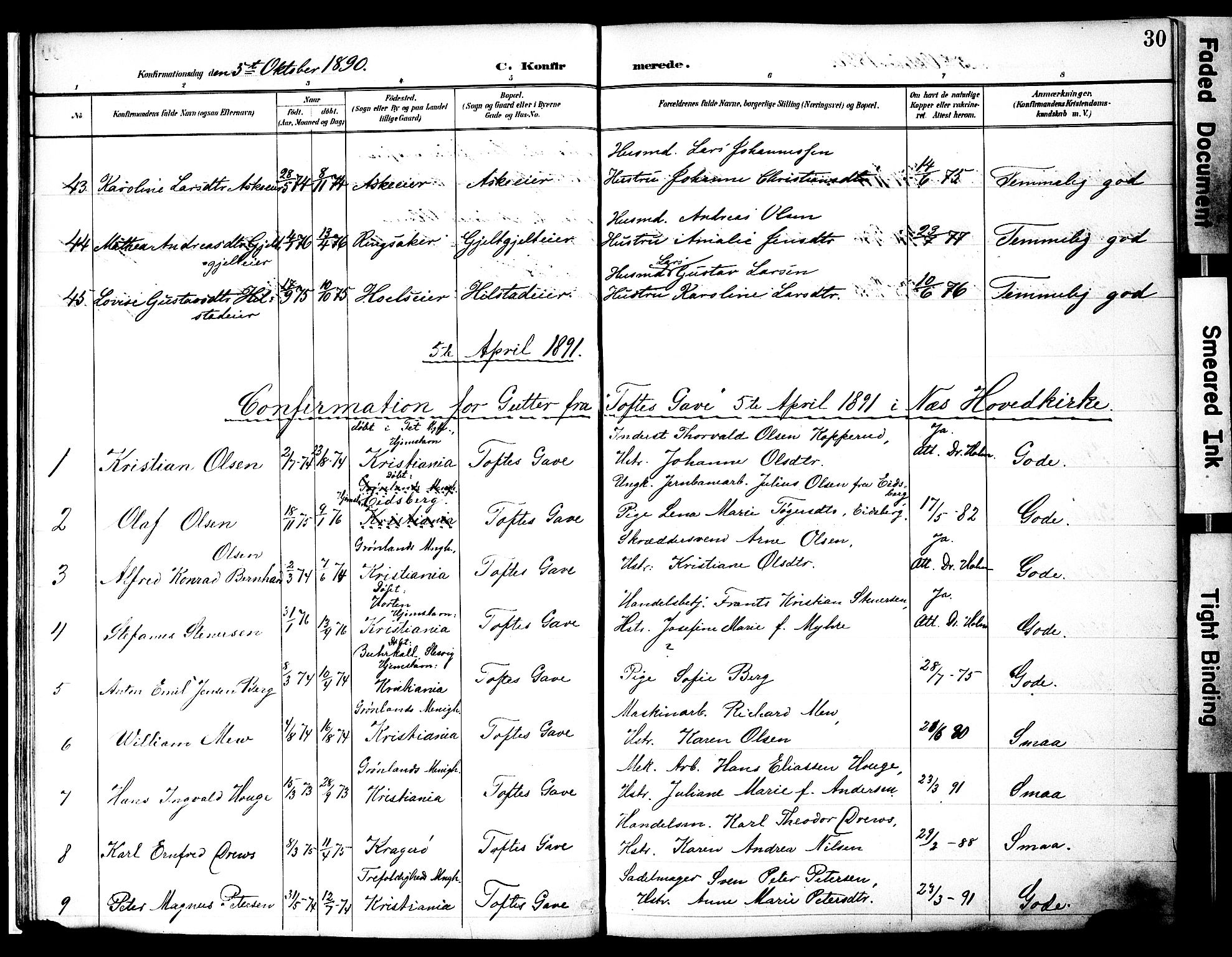 Nes prestekontor, Hedmark, SAH/PREST-020/K/Ka/L0010: Parish register (official) no. 10, 1887-1905, p. 30