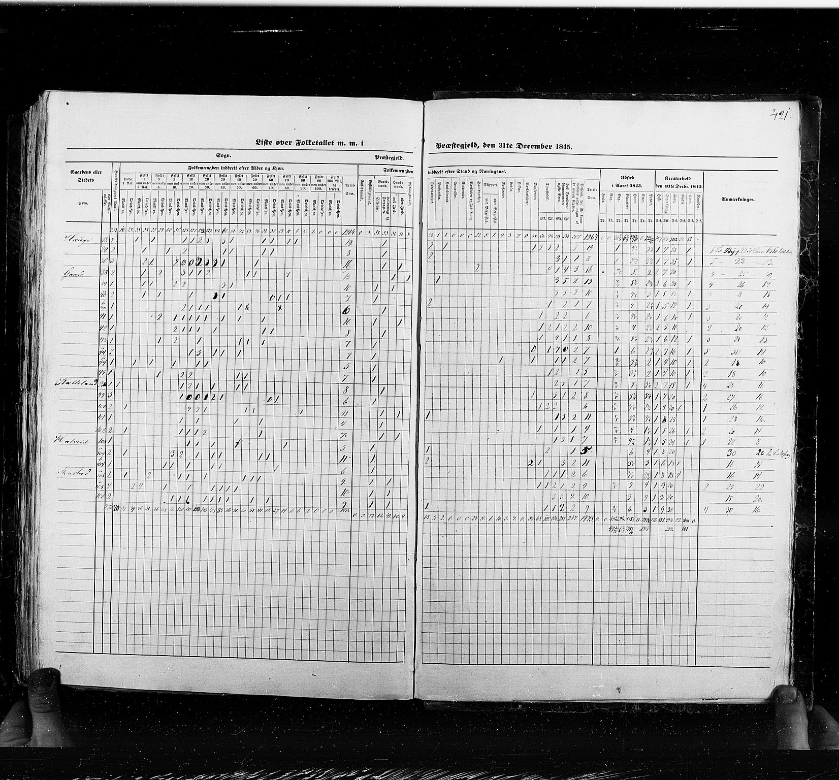 RA, Census 1845, vol. 6: Lister og Mandal amt og Stavanger amt, 1845, p. 421