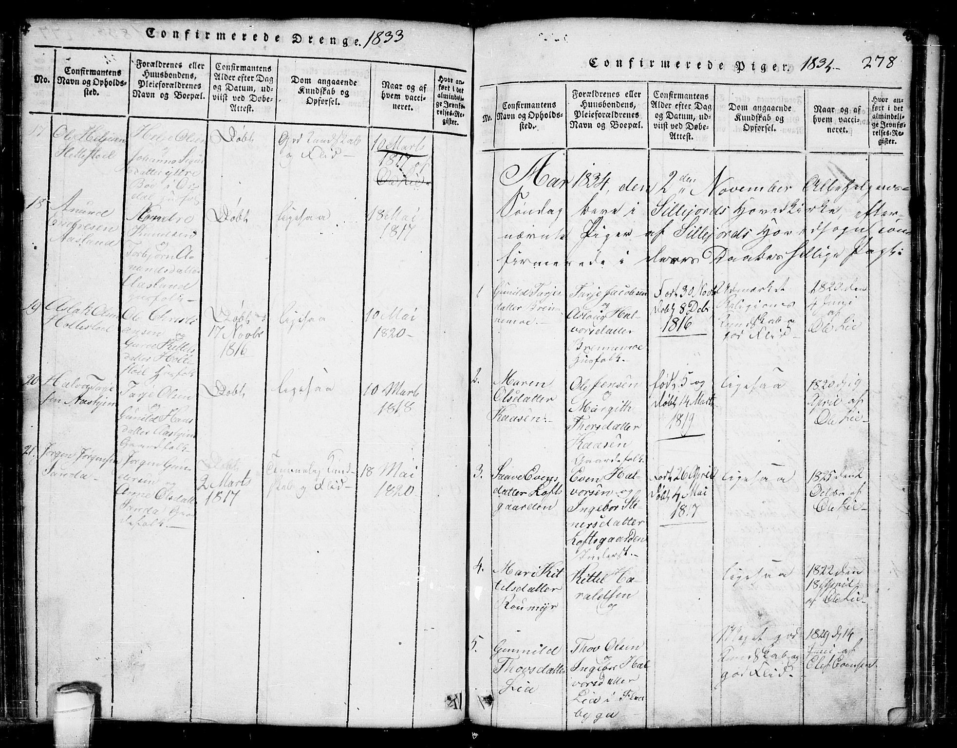 Seljord kirkebøker, SAKO/A-20/G/Ga/L0001: Parish register (copy) no. I 1, 1815-1854, p. 278