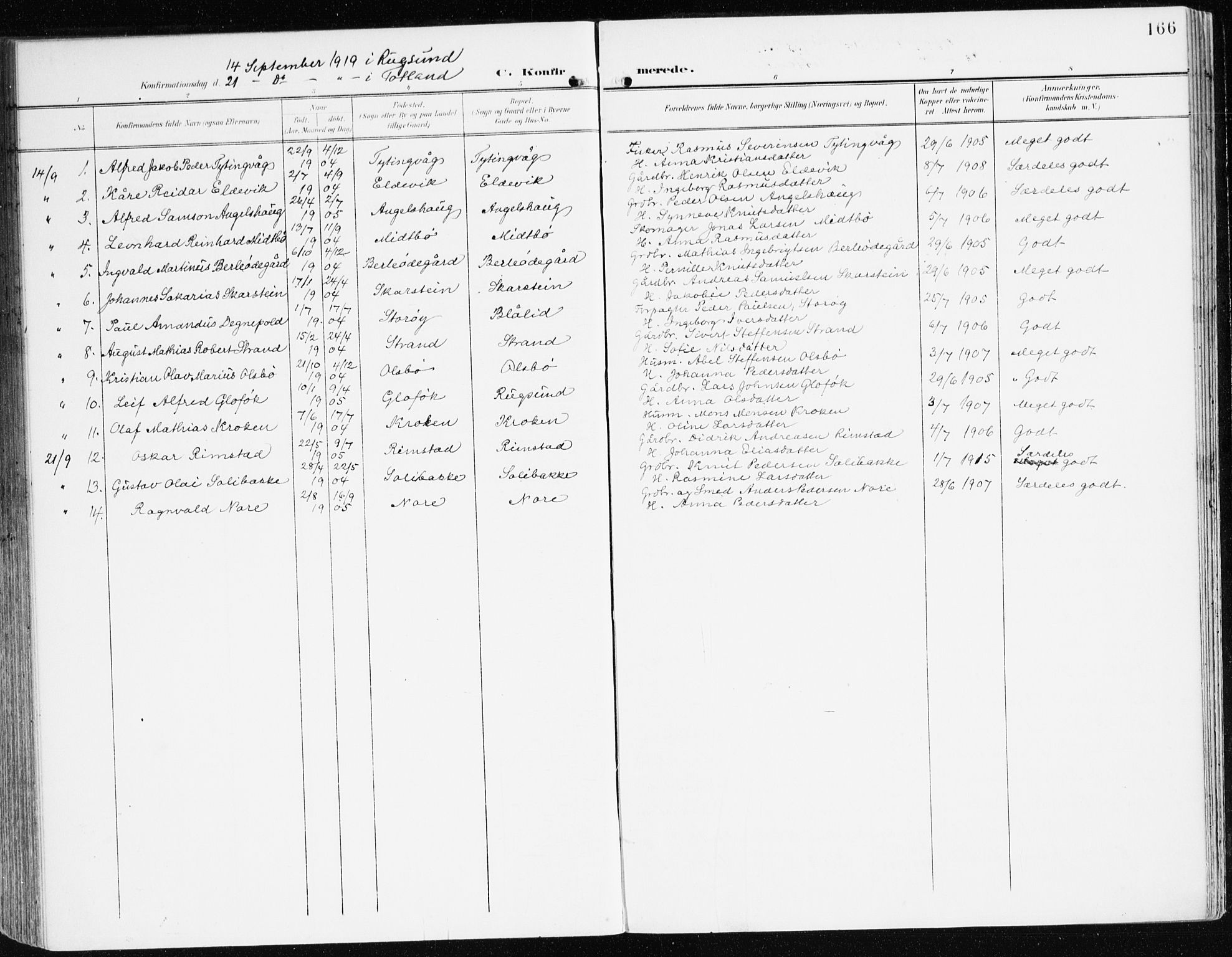 Davik sokneprestembete, AV/SAB-A-79701/H/Haa/Haad/L0002: Parish register (official) no. D 2, 1901-1930, p. 166