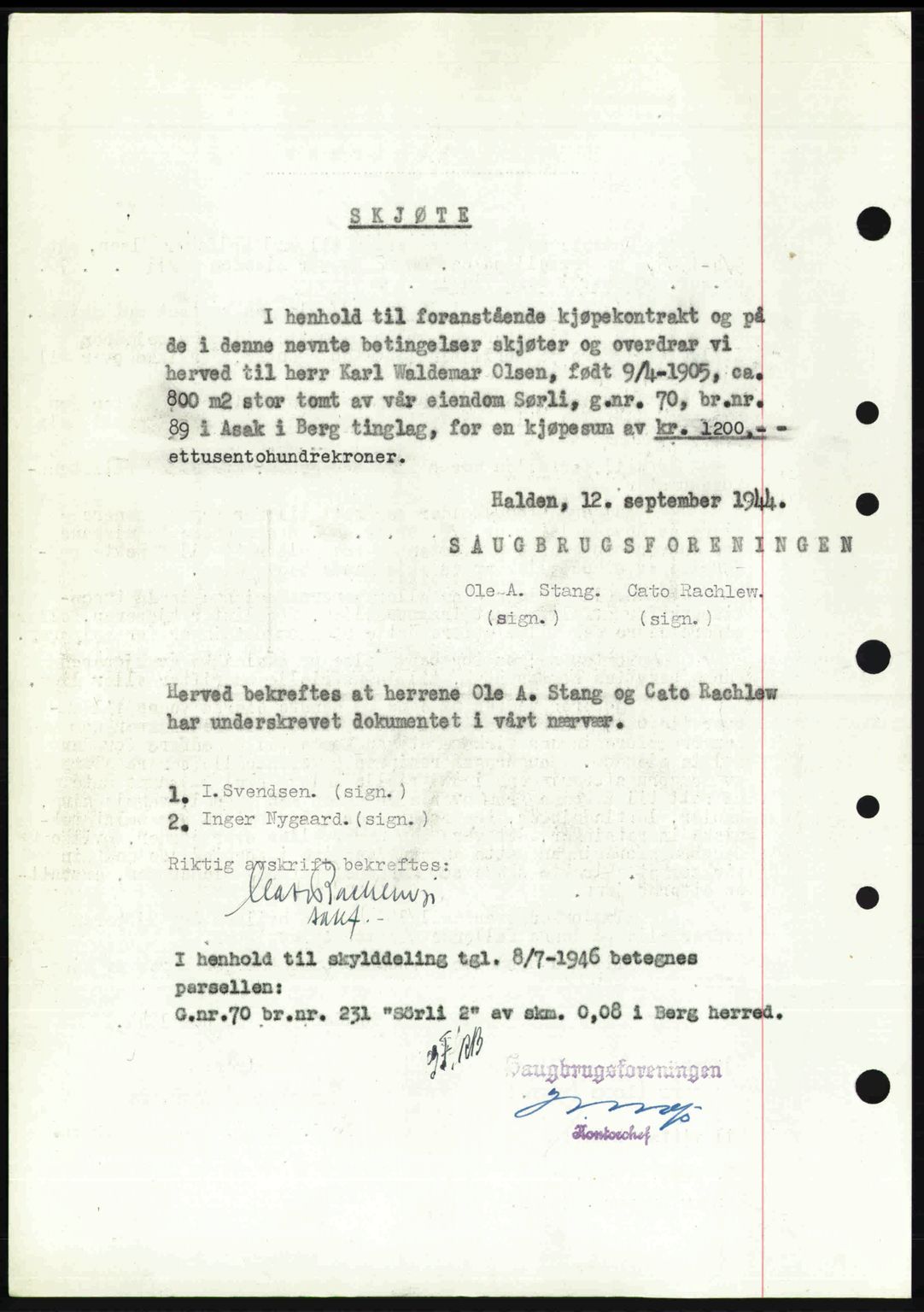 Idd og Marker sorenskriveri, AV/SAO-A-10283/G/Gb/Gbb/L0008: Mortgage book no. A8, 1946-1946, Diary no: : 1342/1946