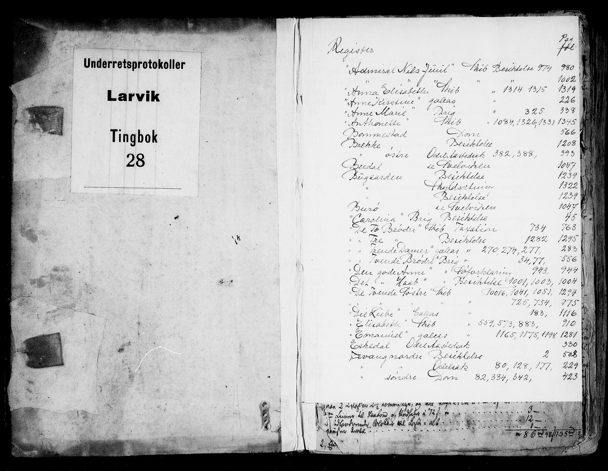 Larvik sorenskriveri, SAKO/A-83/F/Fa/L0028: Tingbok, 1794-1803