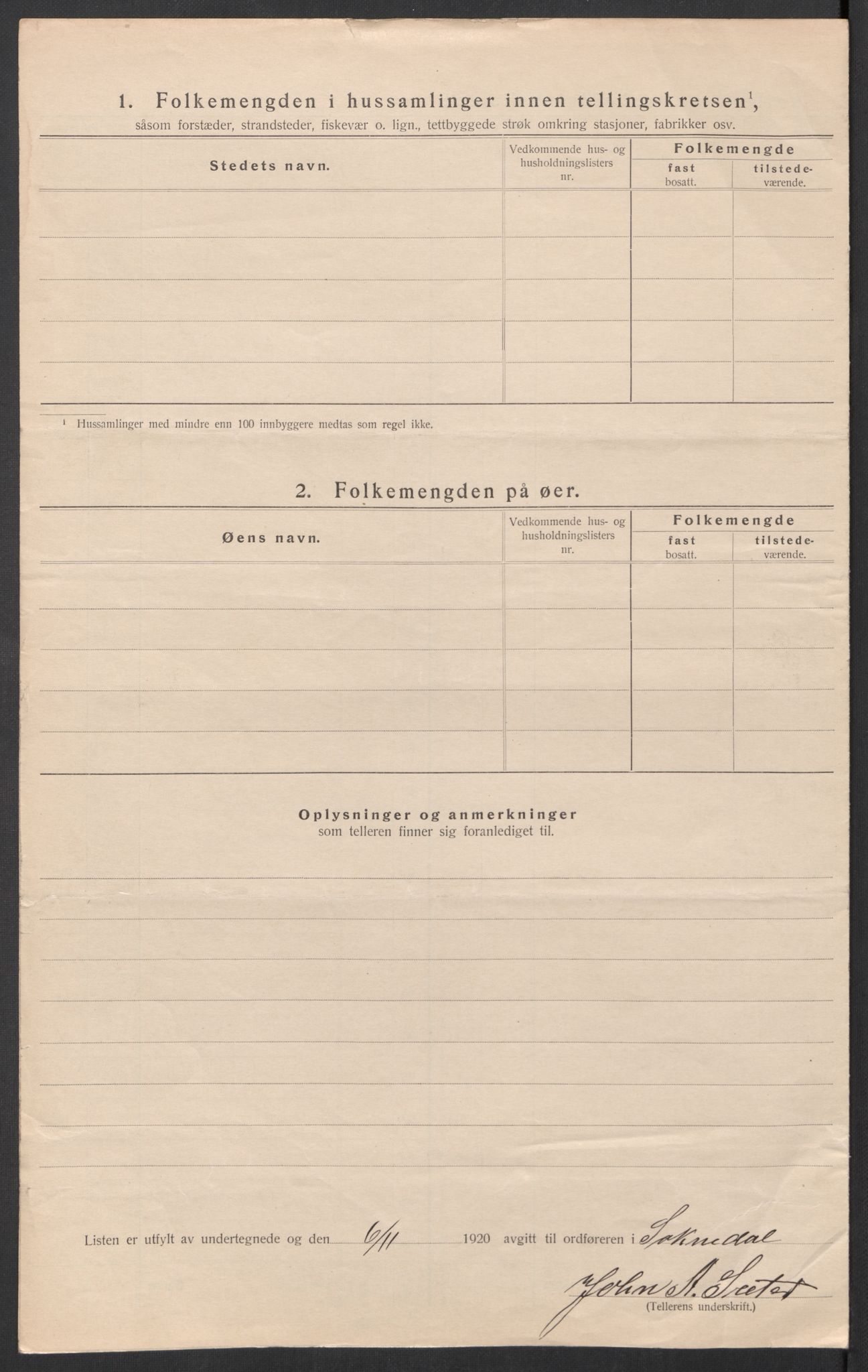 SAT, 1920 census for Soknedal, 1920, p. 39