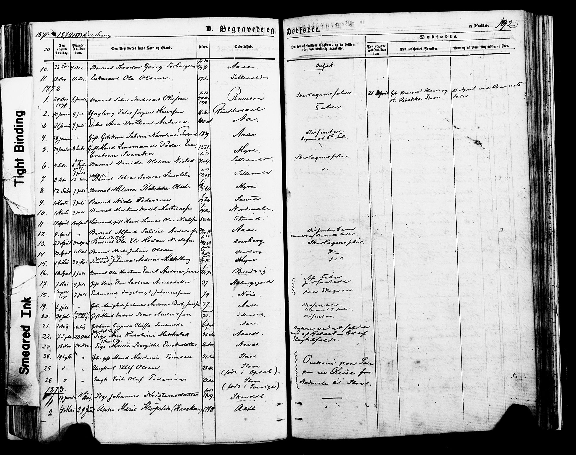 Ministerialprotokoller, klokkerbøker og fødselsregistre - Nordland, SAT/A-1459/897/L1397: Parish register (official) no. 897A05 /1, 1867-1880, p. 192