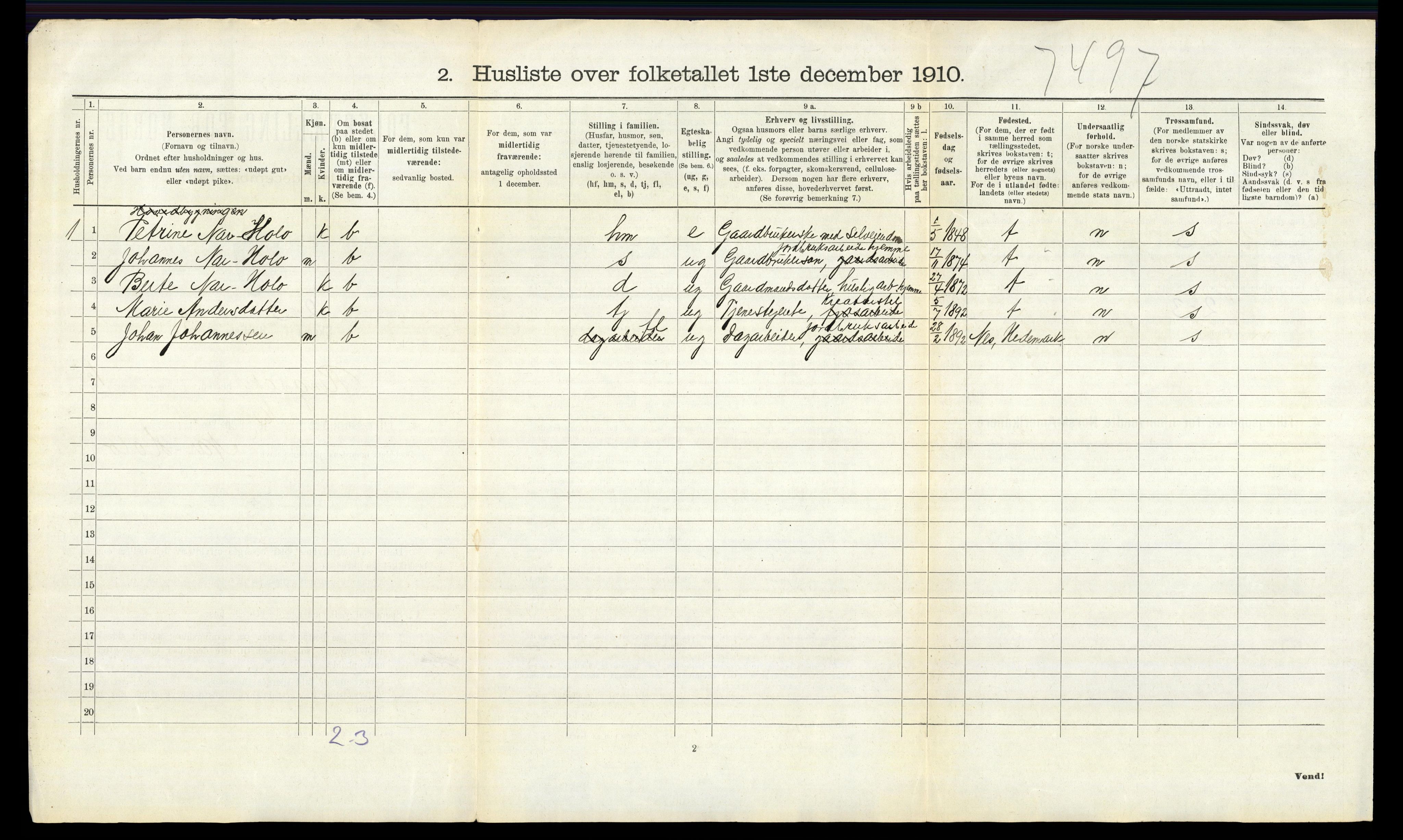 RA, 1910 census for Ringsaker, 1910, p. 2226