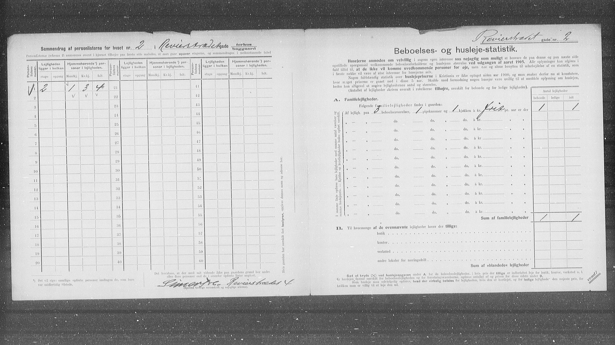 OBA, Municipal Census 1905 for Kristiania, 1905, p. 43447