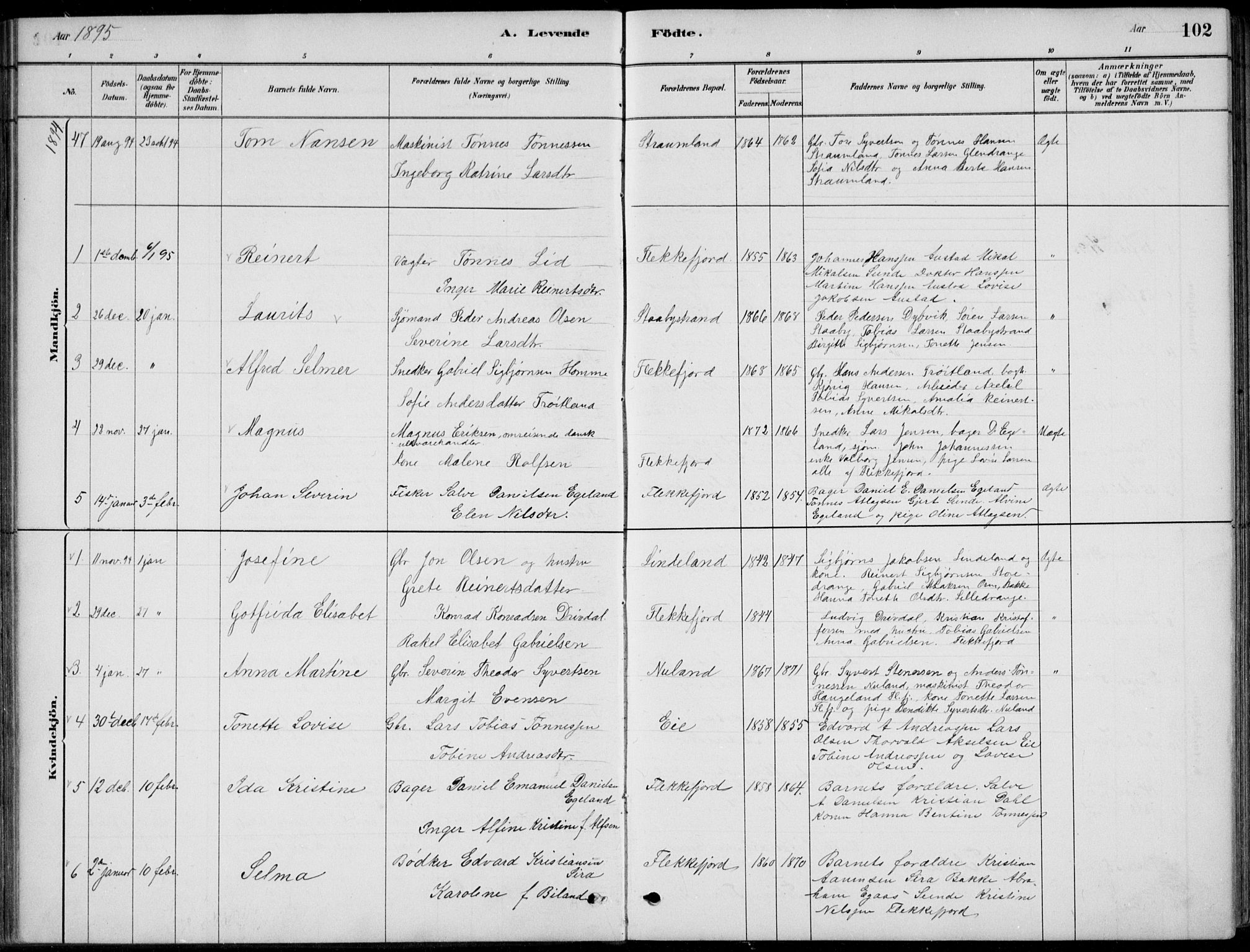 Flekkefjord sokneprestkontor, SAK/1111-0012/F/Fb/Fbc/L0007: Parish register (copy) no. B 7, 1880-1902, p. 102