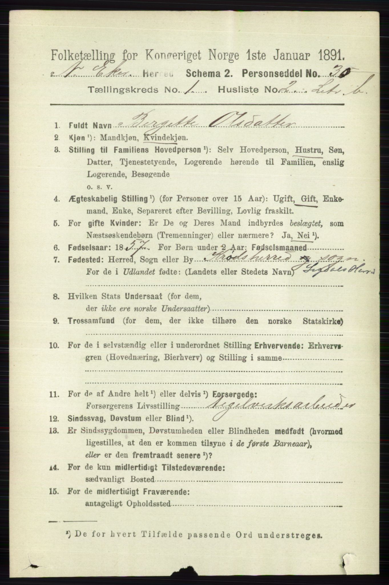 RA, 1891 census for 0625 Nedre Eiker, 1891, p. 440