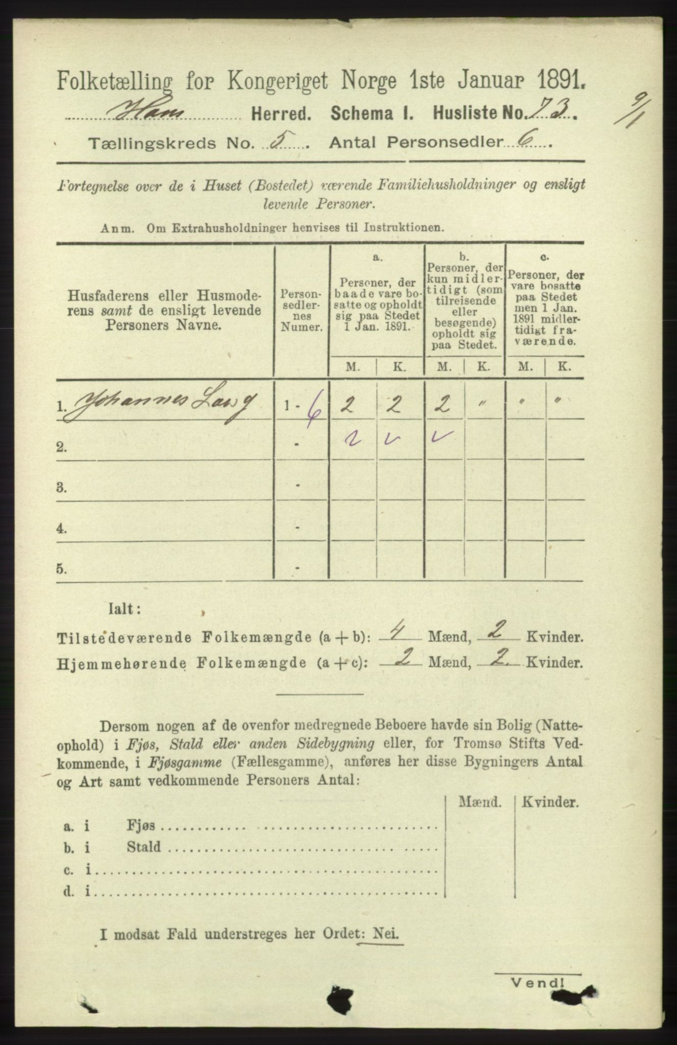 RA, 1891 census for 1250 Haus, 1891, p. 1820