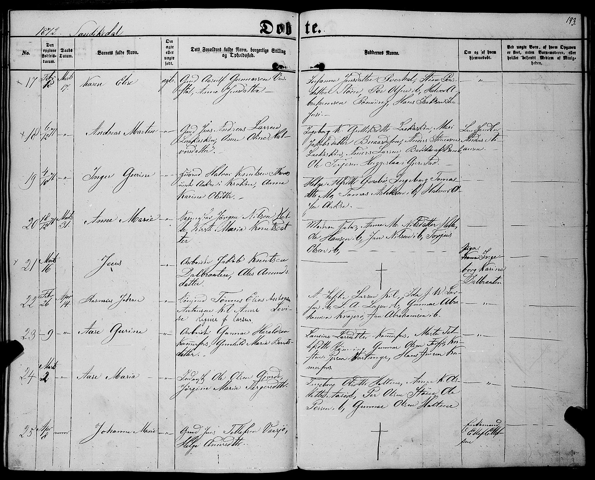 Sannidal kirkebøker, AV/SAKO-A-296/F/Fa/L0011: Parish register (official) no. 11, 1863-1873, p. 193