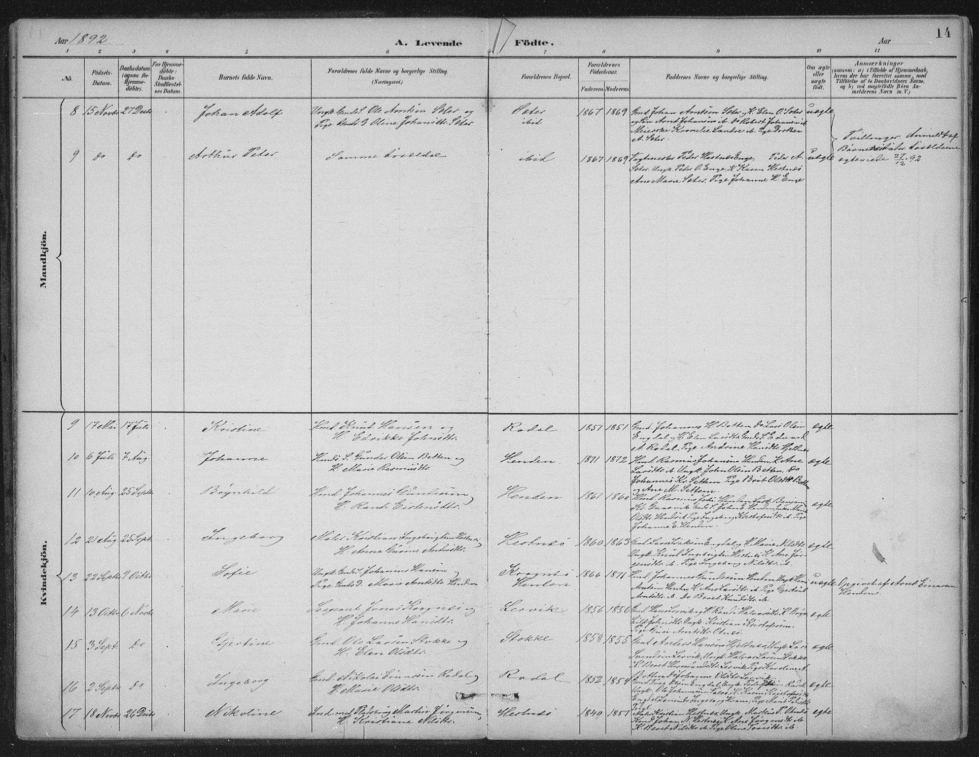 Ministerialprotokoller, klokkerbøker og fødselsregistre - Møre og Romsdal, AV/SAT-A-1454/580/L0925: Parish register (official) no. 580A02, 1888-1913, p. 14