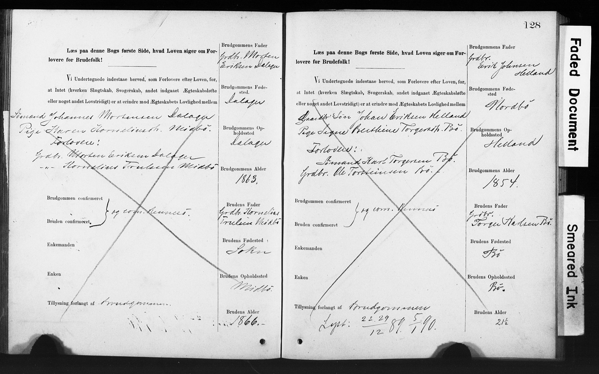 Rennesøy sokneprestkontor, SAST/A -101827/I/Ie/L0001: Banns register no. 1, 1873-1898, p. 128