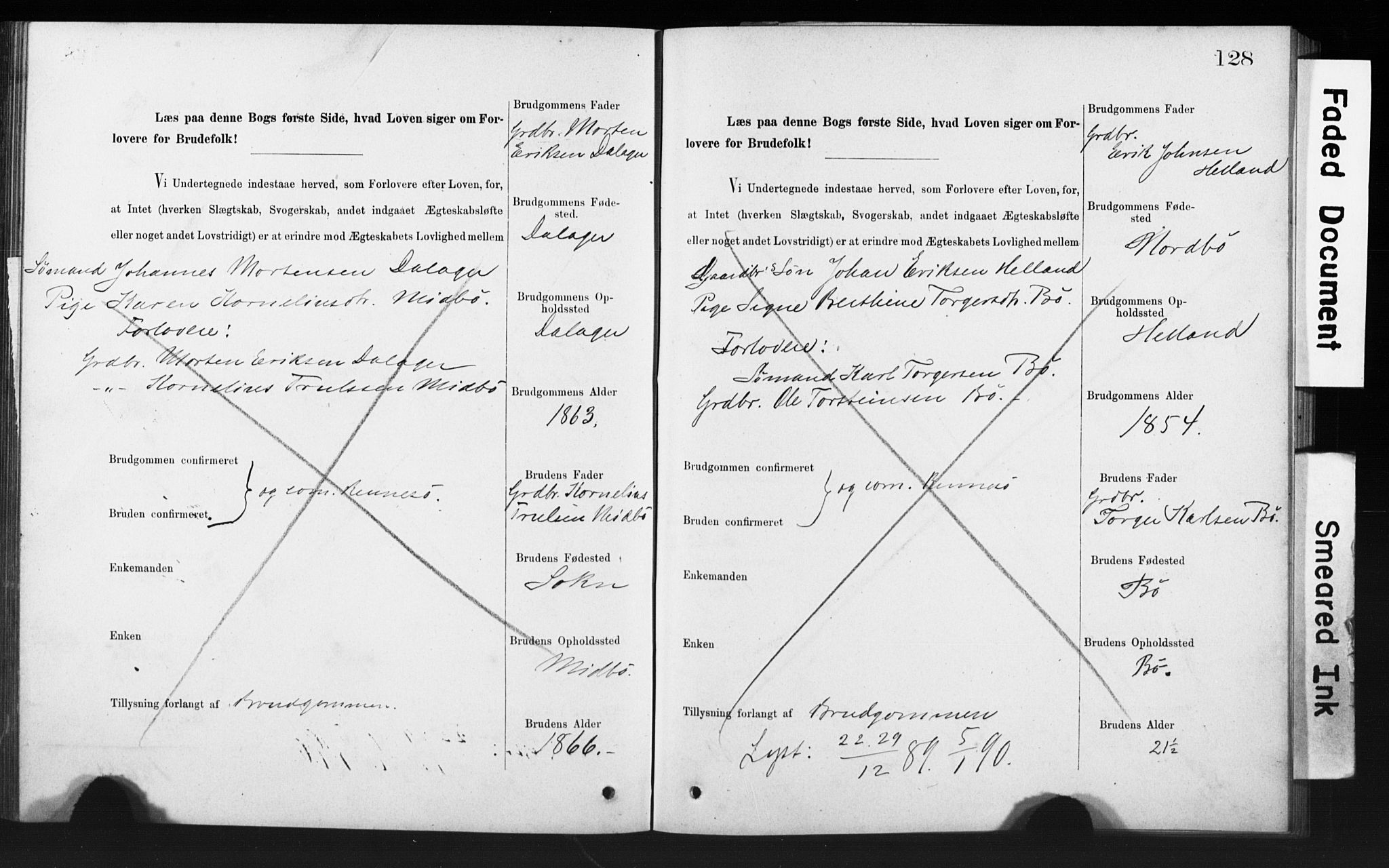 Rennesøy sokneprestkontor, AV/SAST-A -101827/I/Ie/L0001: Banns register no. 1, 1873-1898, p. 128