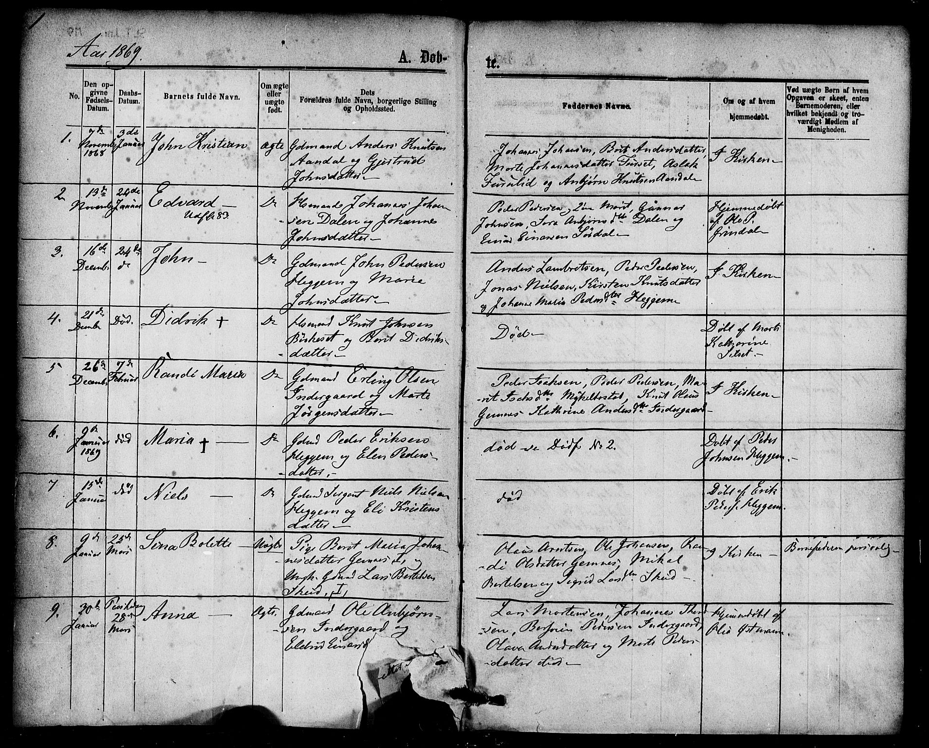 Ministerialprotokoller, klokkerbøker og fødselsregistre - Møre og Romsdal, SAT/A-1454/584/L0966: Parish register (official) no. 584A06, 1869-1878, p. 1
