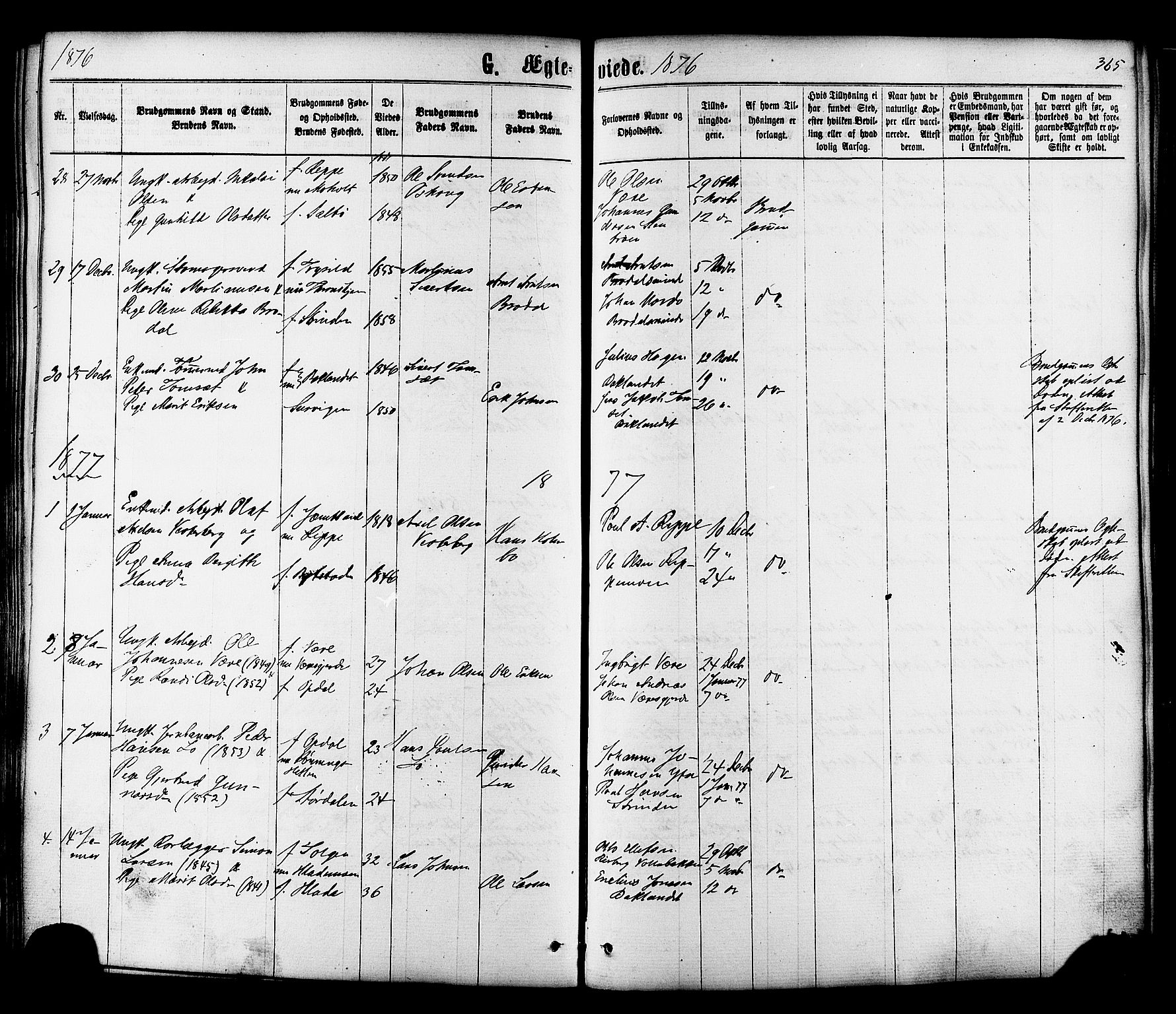 Ministerialprotokoller, klokkerbøker og fødselsregistre - Sør-Trøndelag, SAT/A-1456/606/L0293: Parish register (official) no. 606A08, 1866-1877, p. 365