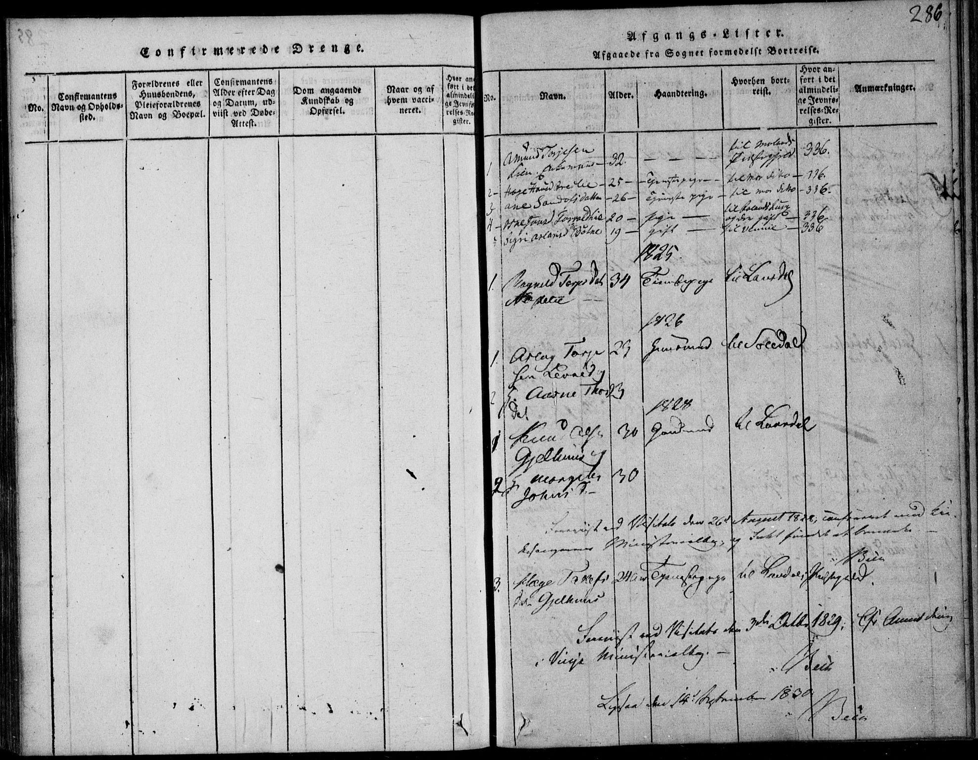 Vinje kirkebøker, SAKO/A-312/F/Fb/L0001: Parish register (official) no. II 1, 1814-1843, p. 286