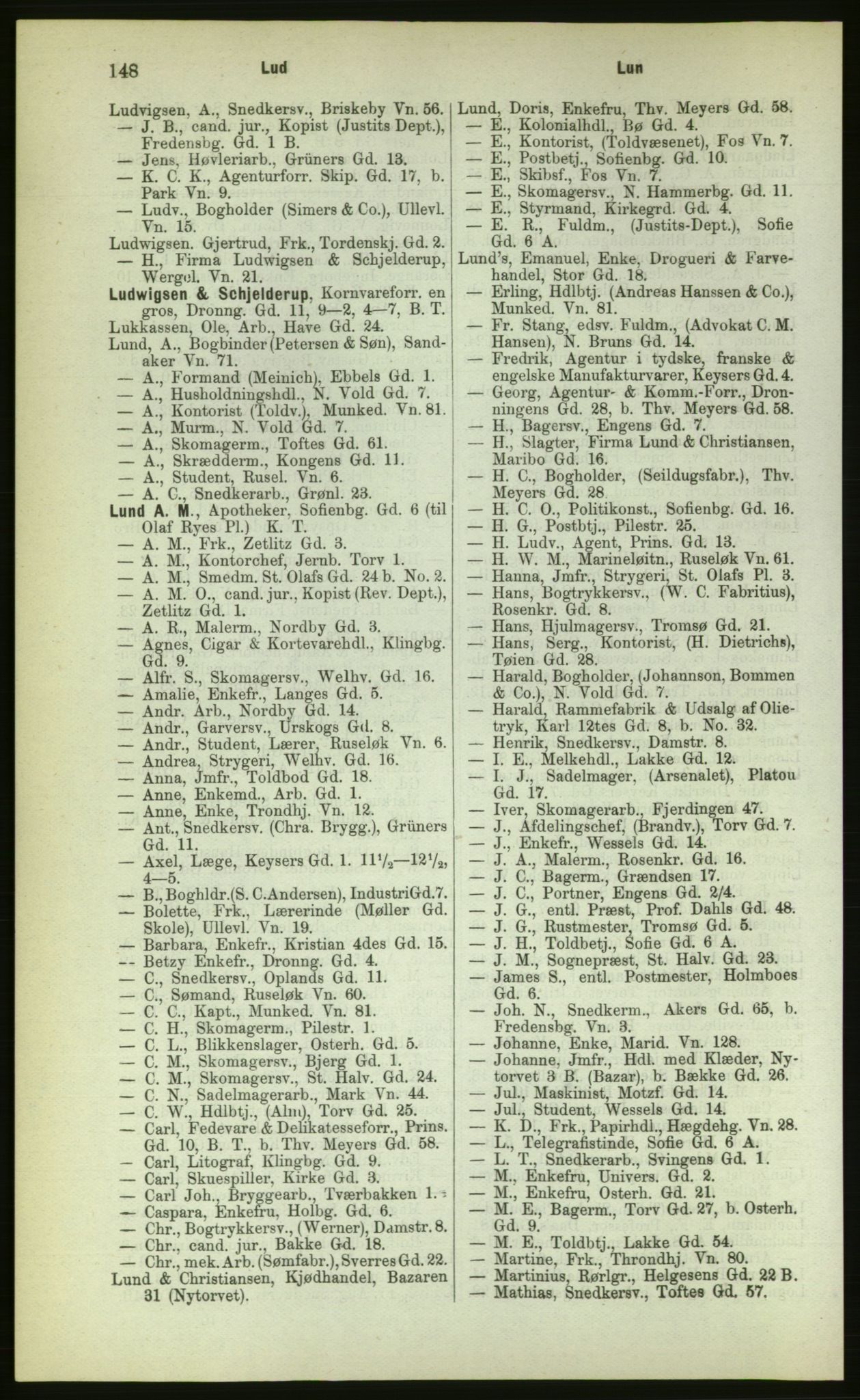 Kristiania/Oslo adressebok, PUBL/-, 1883, p. 148