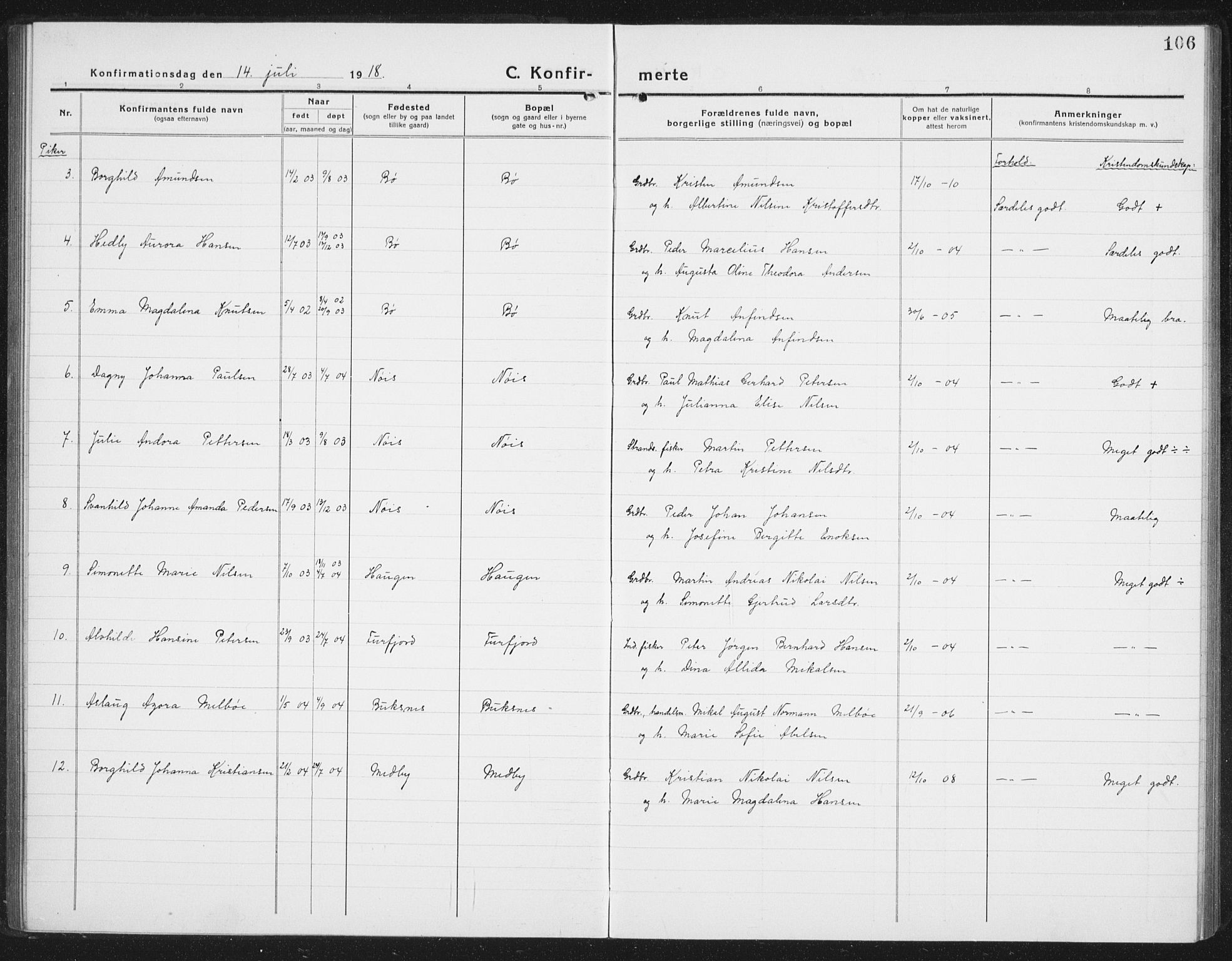 Ministerialprotokoller, klokkerbøker og fødselsregistre - Nordland, AV/SAT-A-1459/898/L1428: Parish register (copy) no. 898C03, 1918-1938, p. 106