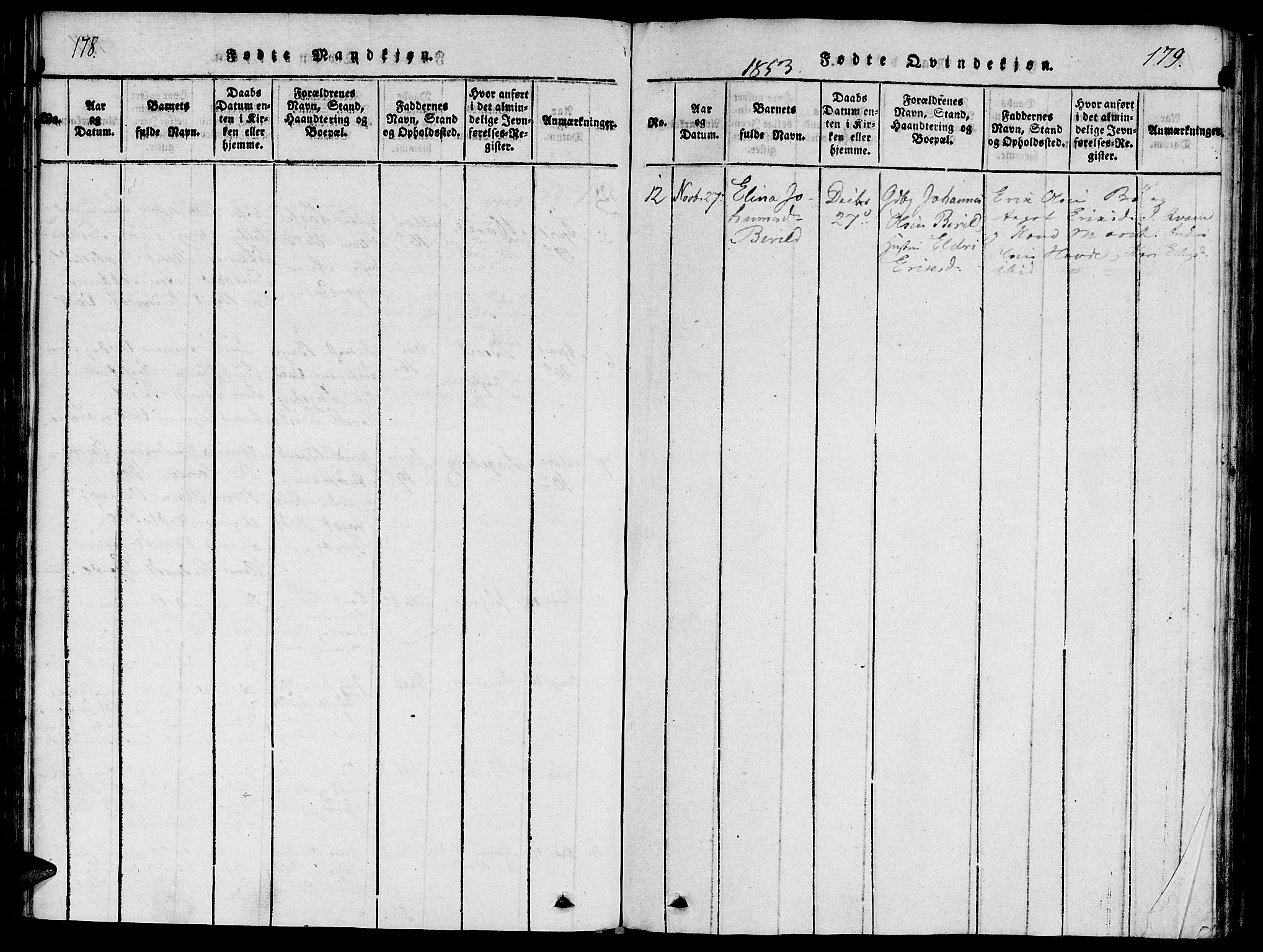 Ministerialprotokoller, klokkerbøker og fødselsregistre - Møre og Romsdal, AV/SAT-A-1454/543/L0561: Parish register (official) no. 543A01, 1818-1853, p. 178-179