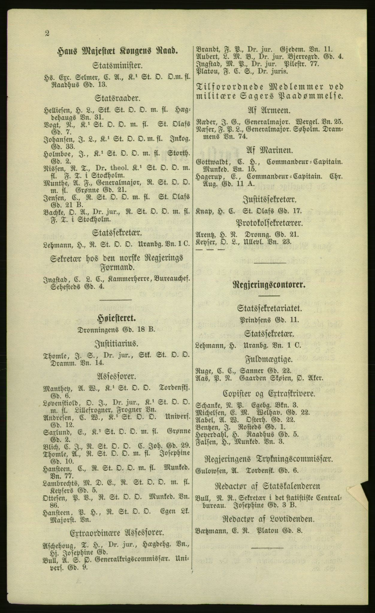 Kristiania/Oslo adressebok, PUBL/-, 1881, p. 2