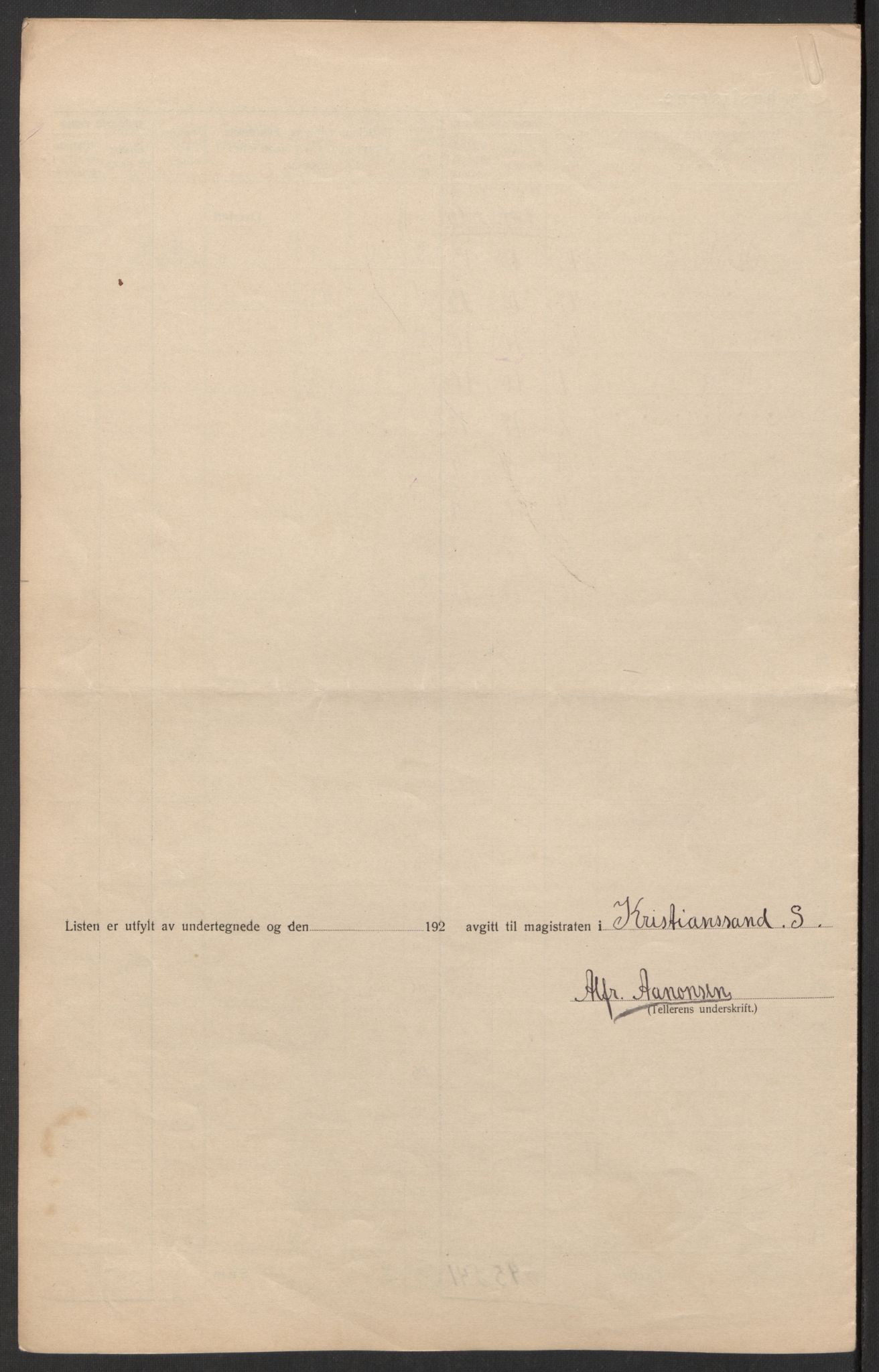 SAK, 1920 census for Kristiansand, 1920, p. 60