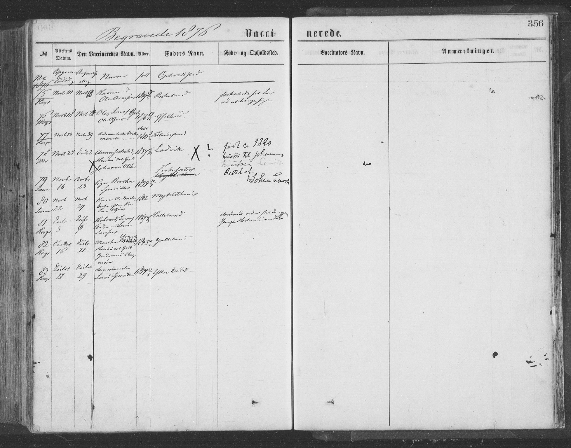 Hosanger sokneprestembete, SAB/A-75801/H/Haa: Parish register (official) no. A 9, 1864-1876, p. 356