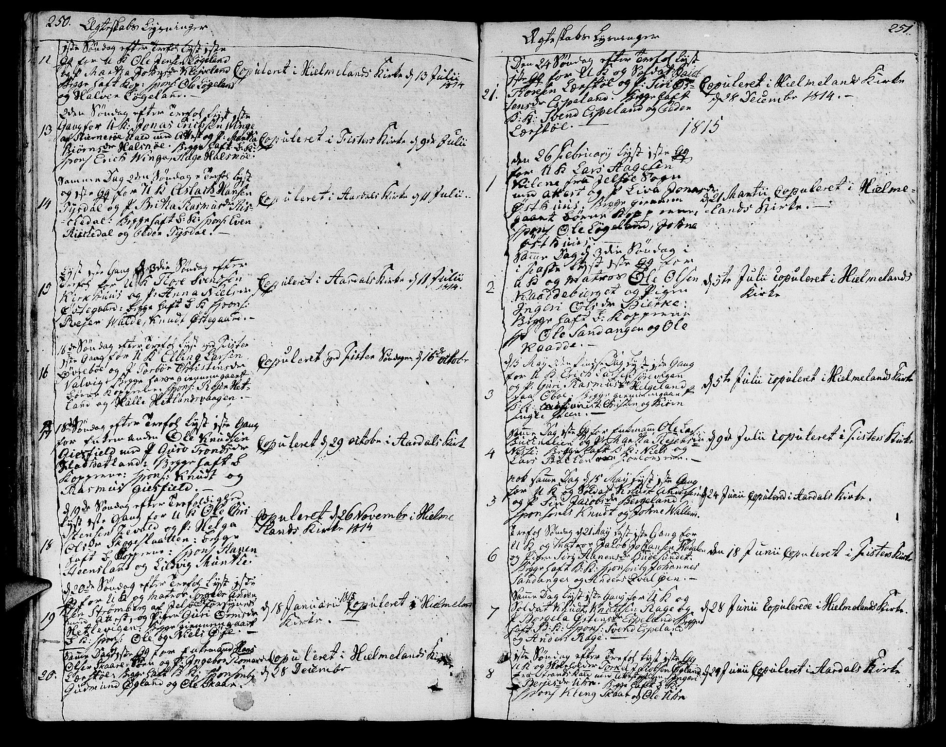 Hjelmeland sokneprestkontor, SAST/A-101843/01/IV/L0002: Parish register (official) no. A 2, 1799-1816, p. 250-251