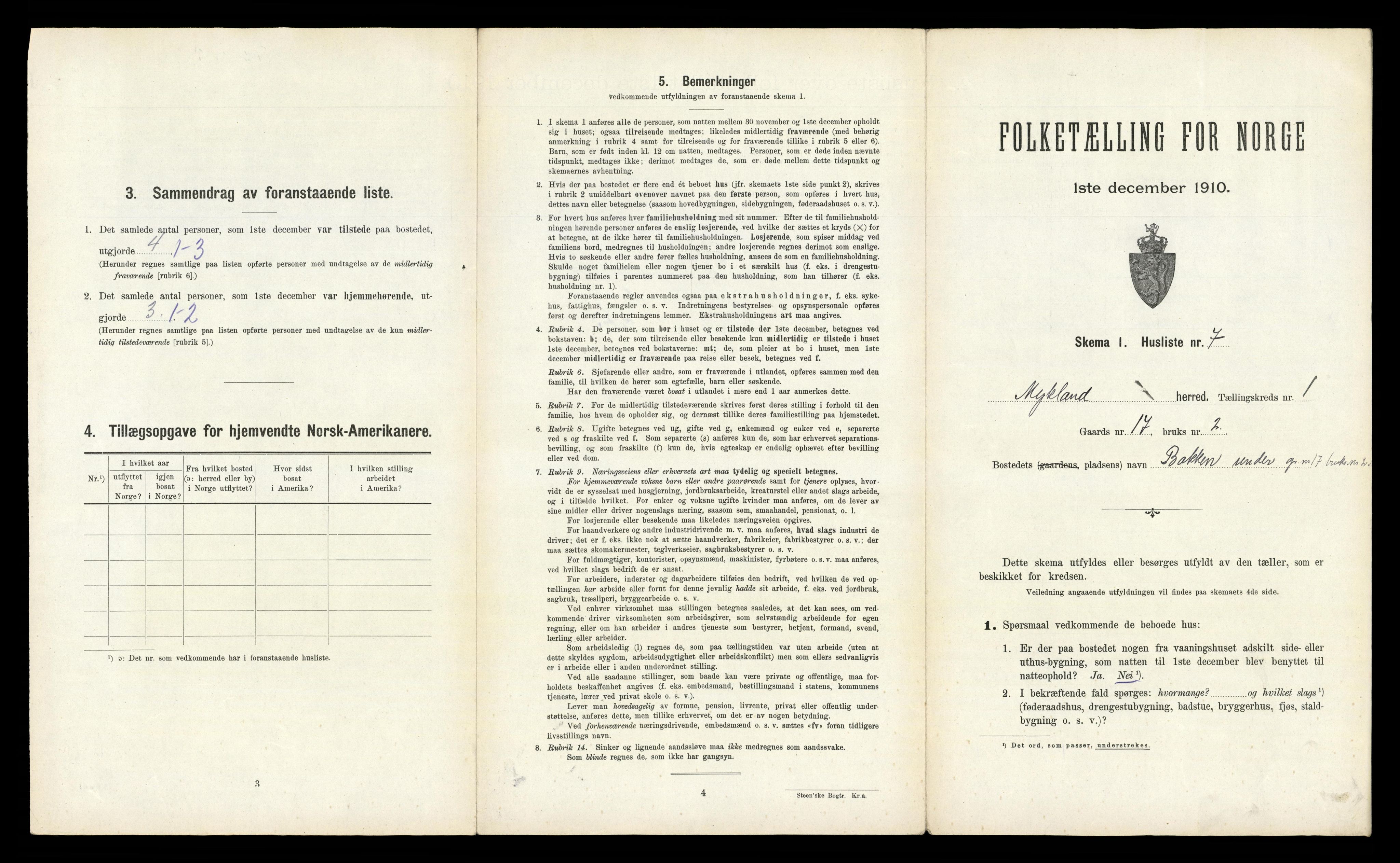 RA, 1910 census for Mykland, 1910, p. 29