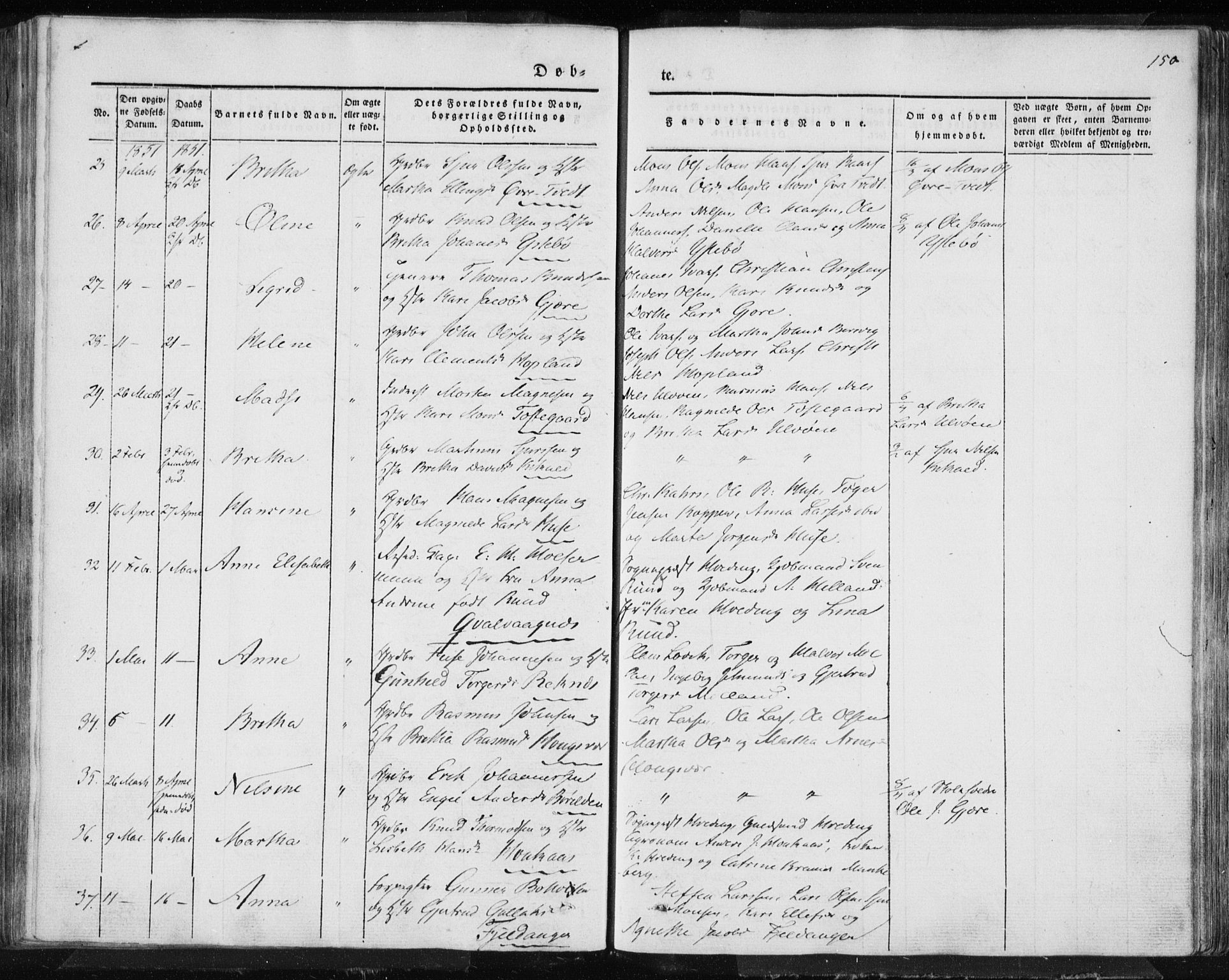 Lindås Sokneprestembete, AV/SAB-A-76701/H/Haa/Haaa/L0010: Parish register (official) no. A 10, 1842-1862, p. 150