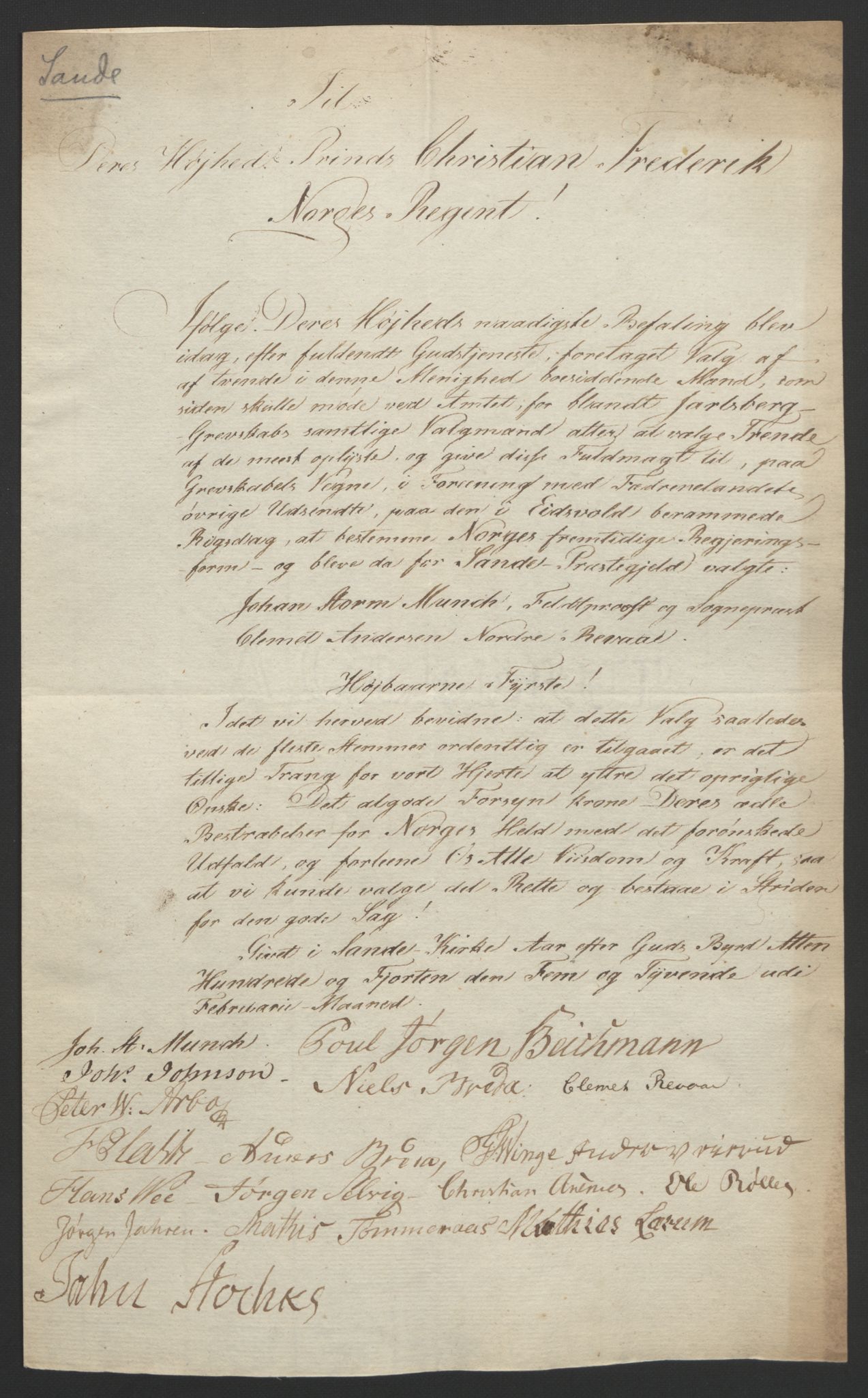 Statsrådssekretariatet, RA/S-1001/D/Db/L0008: Fullmakter for Eidsvollsrepresentantene i 1814. , 1814, p. 19